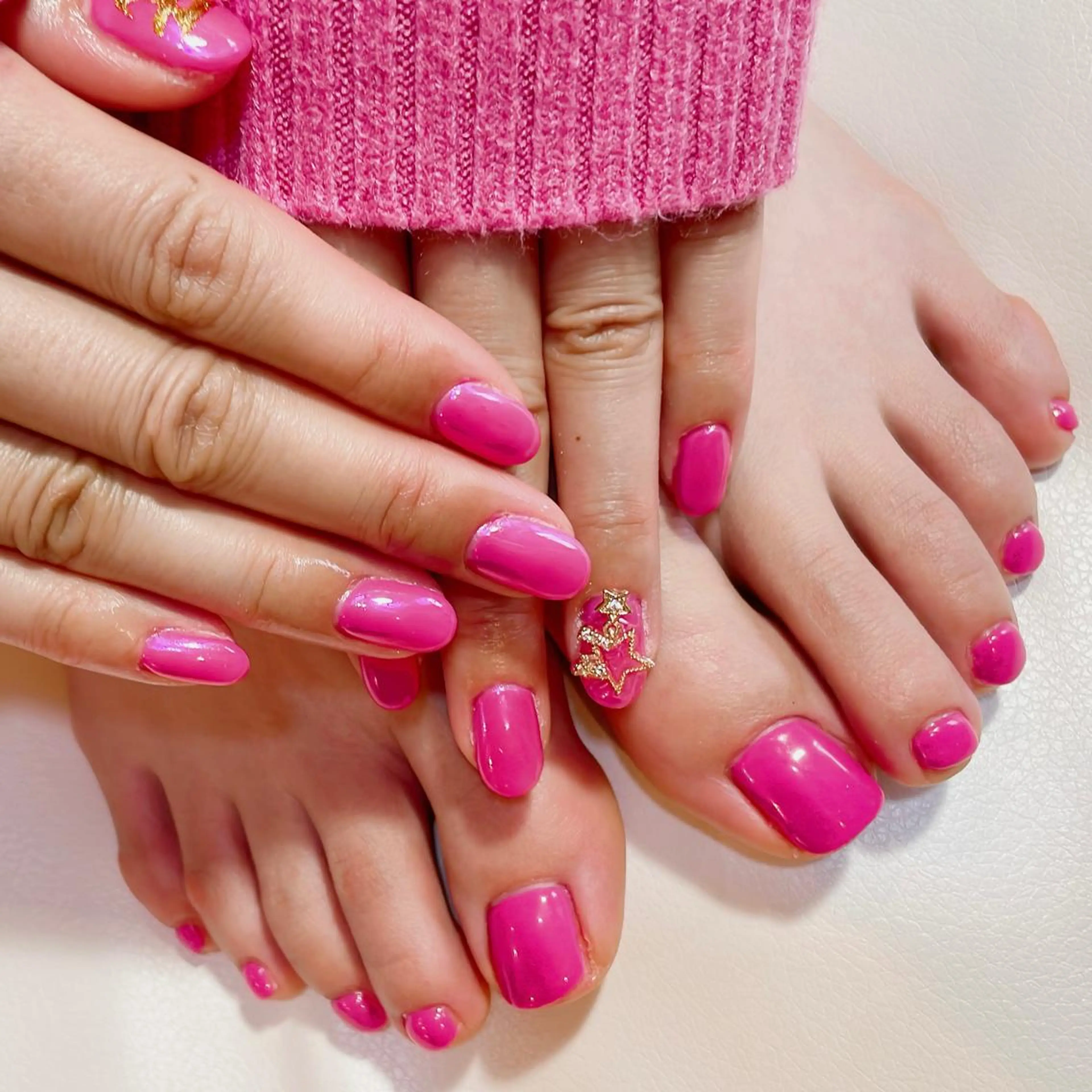 ネイル フットネイル ジェルネイル ピンク フットネイル LaLa Peach 福岡のマツエク・マツパデザイン