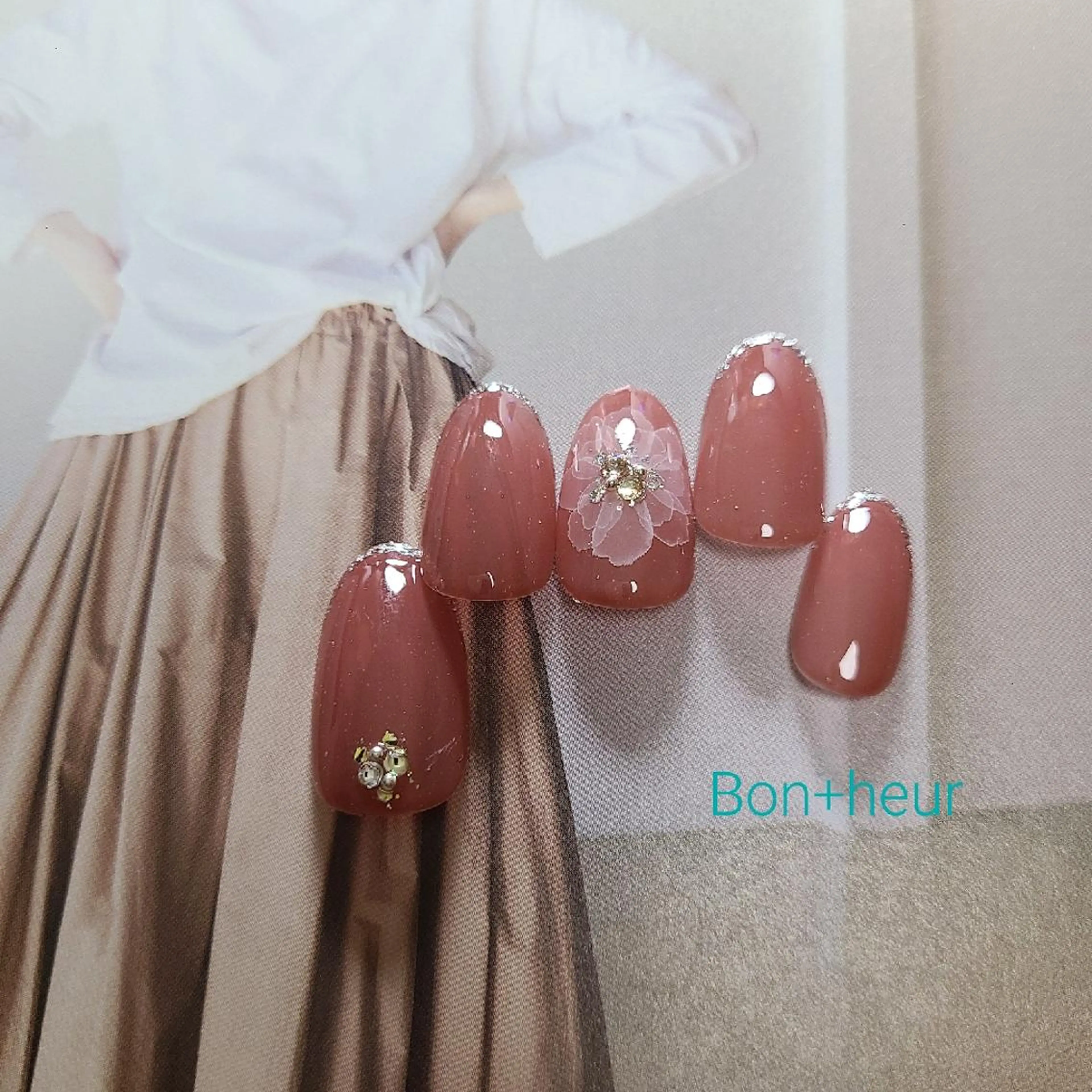 ネイル 入学式 フラワーネイル ジェルネイル 卒業式 オフィスネイル ハンドネイル 宮口 紗子のネイルデザイン