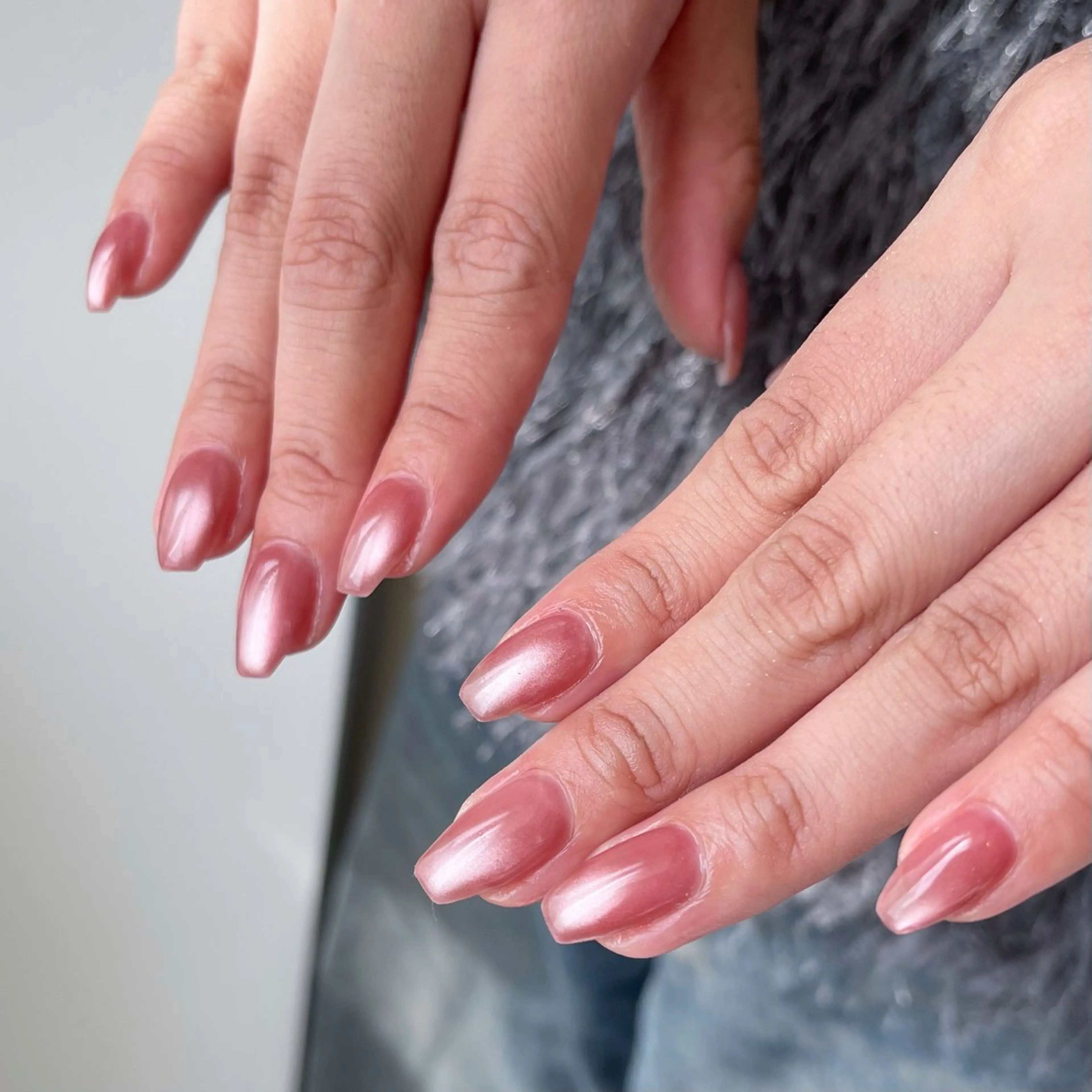 ネイル 韓国ネイル マグネットネイル ピンク ハンドネイル petit所属・Yuka ネイリストのネイルデザイン