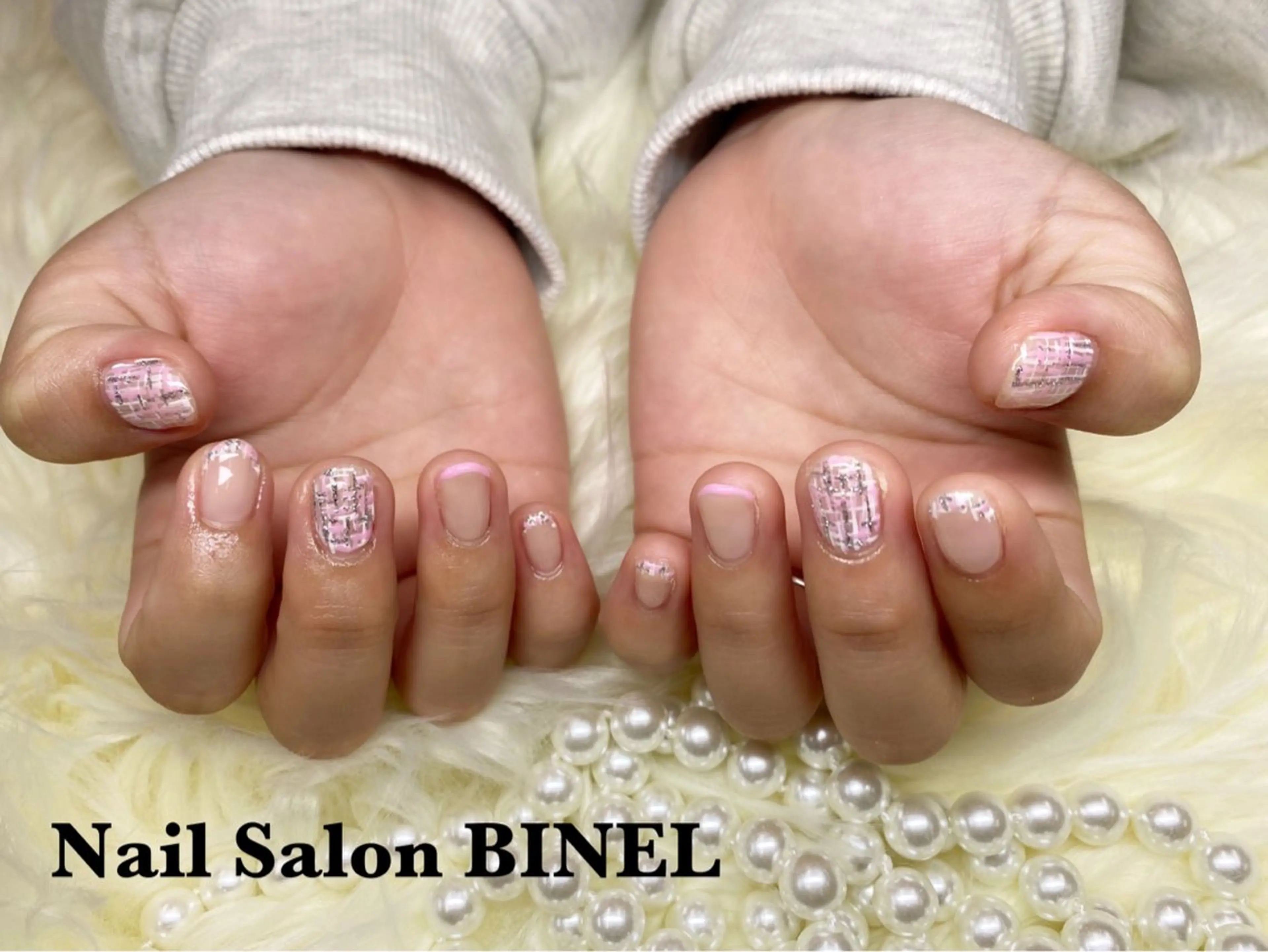 ネイル ピンク ツイードネイル ハンドネイル H. Yuukaのネイルデザイン