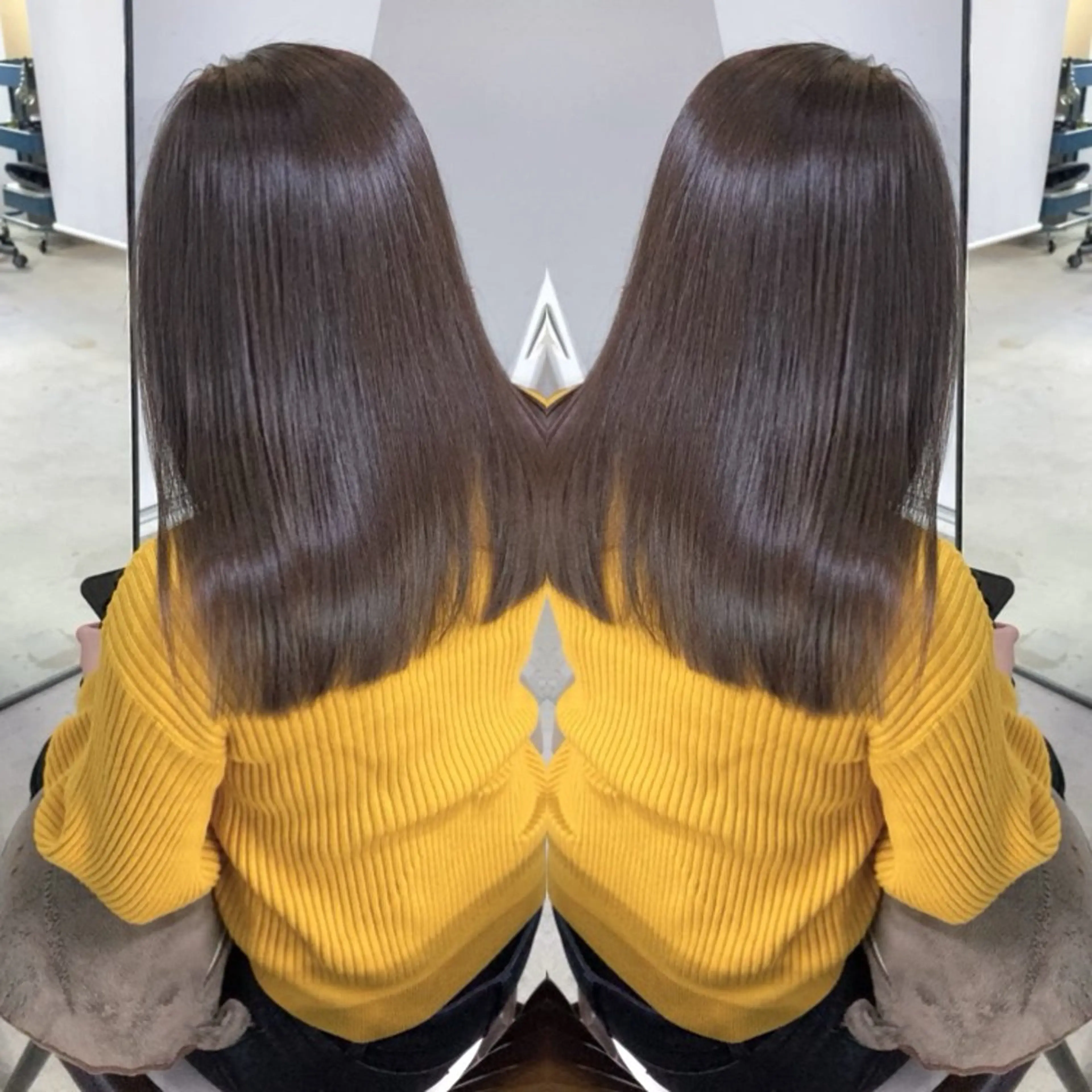 ミディアム 髪質改善 縮毛矯正 トリートメント 酸熱トリートメント カット トリートメント 新井 広樹のヘアスタイル