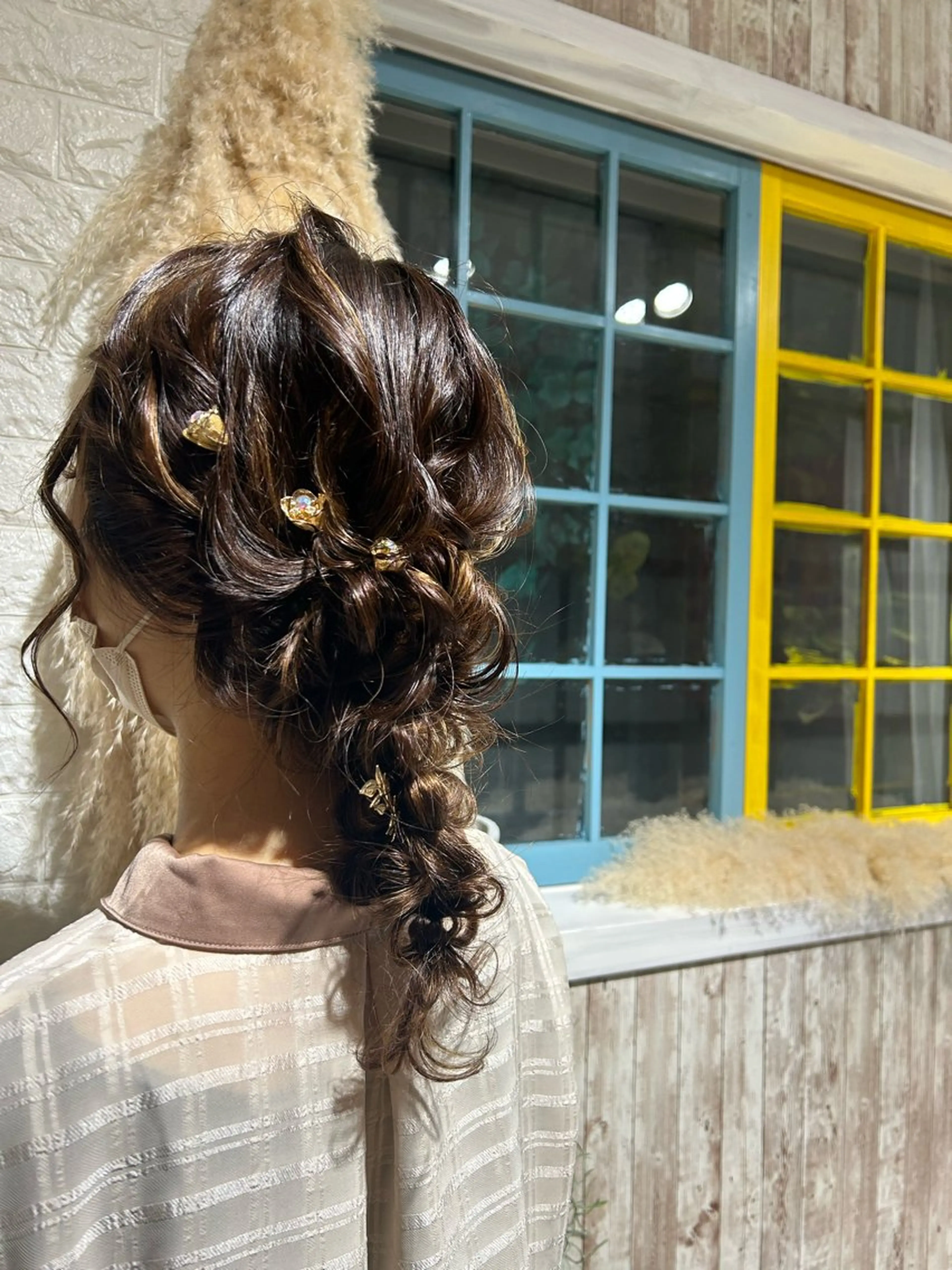 セミロング ヘアアレンジ 結婚式・ブライダル ブリーチなしベージュ /ヘアセット/ミユのヘアスタイル