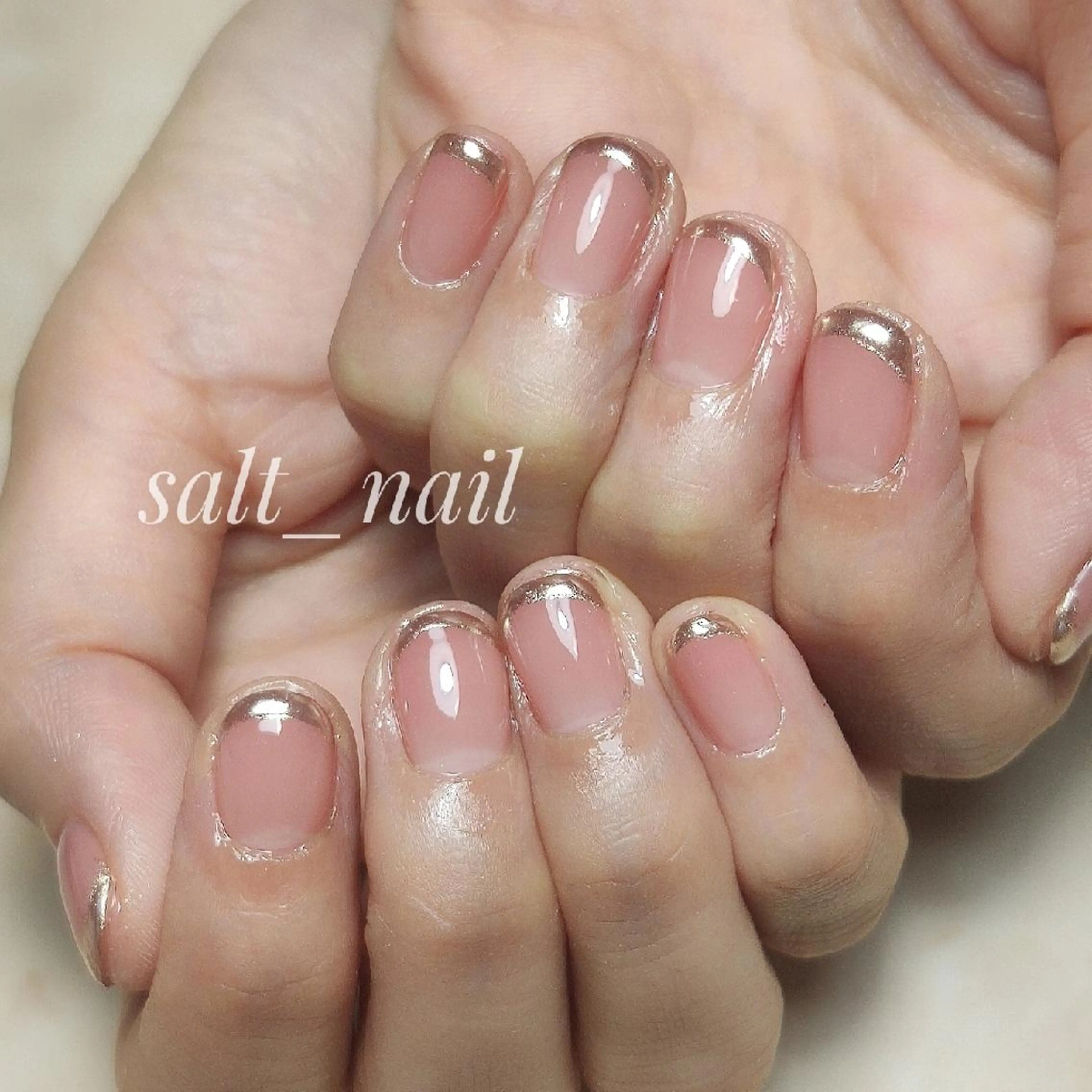 ネイル フレンチネイル ミラーネイル 個人サロン saltnailのネイルデザイン