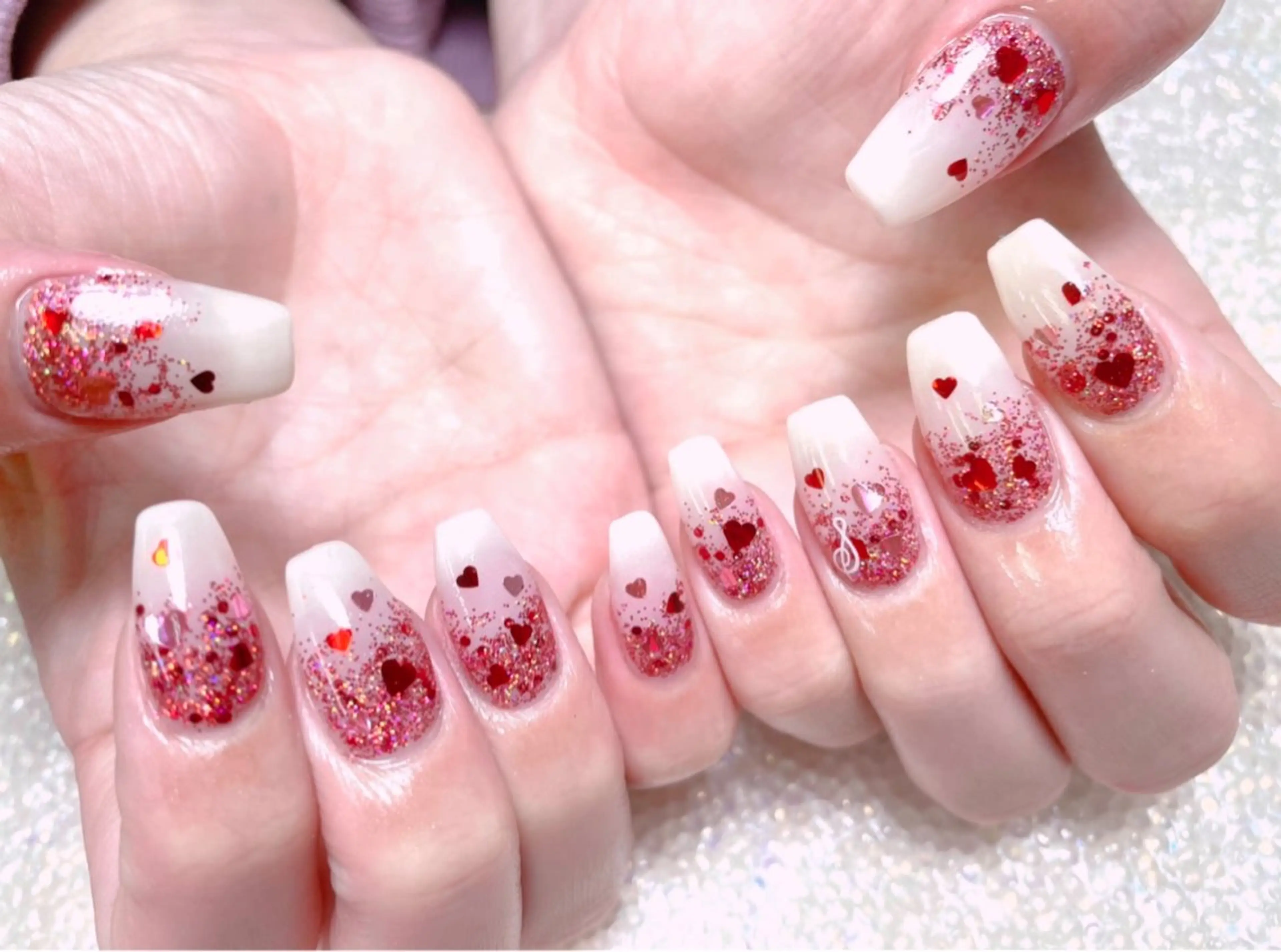 ネイル ハート 赤色 ハンドネイル ゆりか ジョアアンジェ福島のネイルデザイン