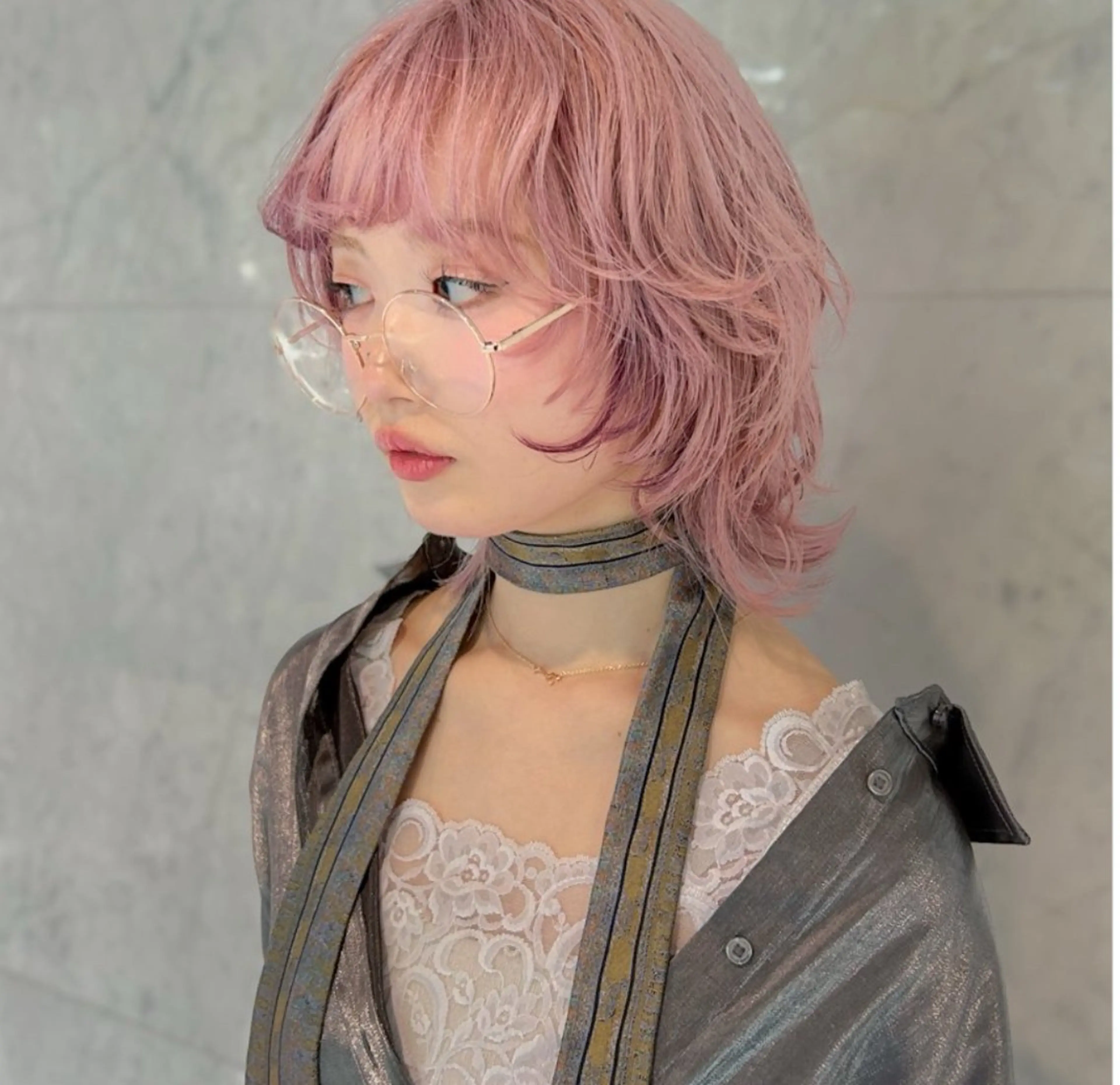 ショート カラー ピンクカラー レイヤーカット レイヤー×ブリーチ/ パーマ/ﾘｭｳﾄのヘアスタイル