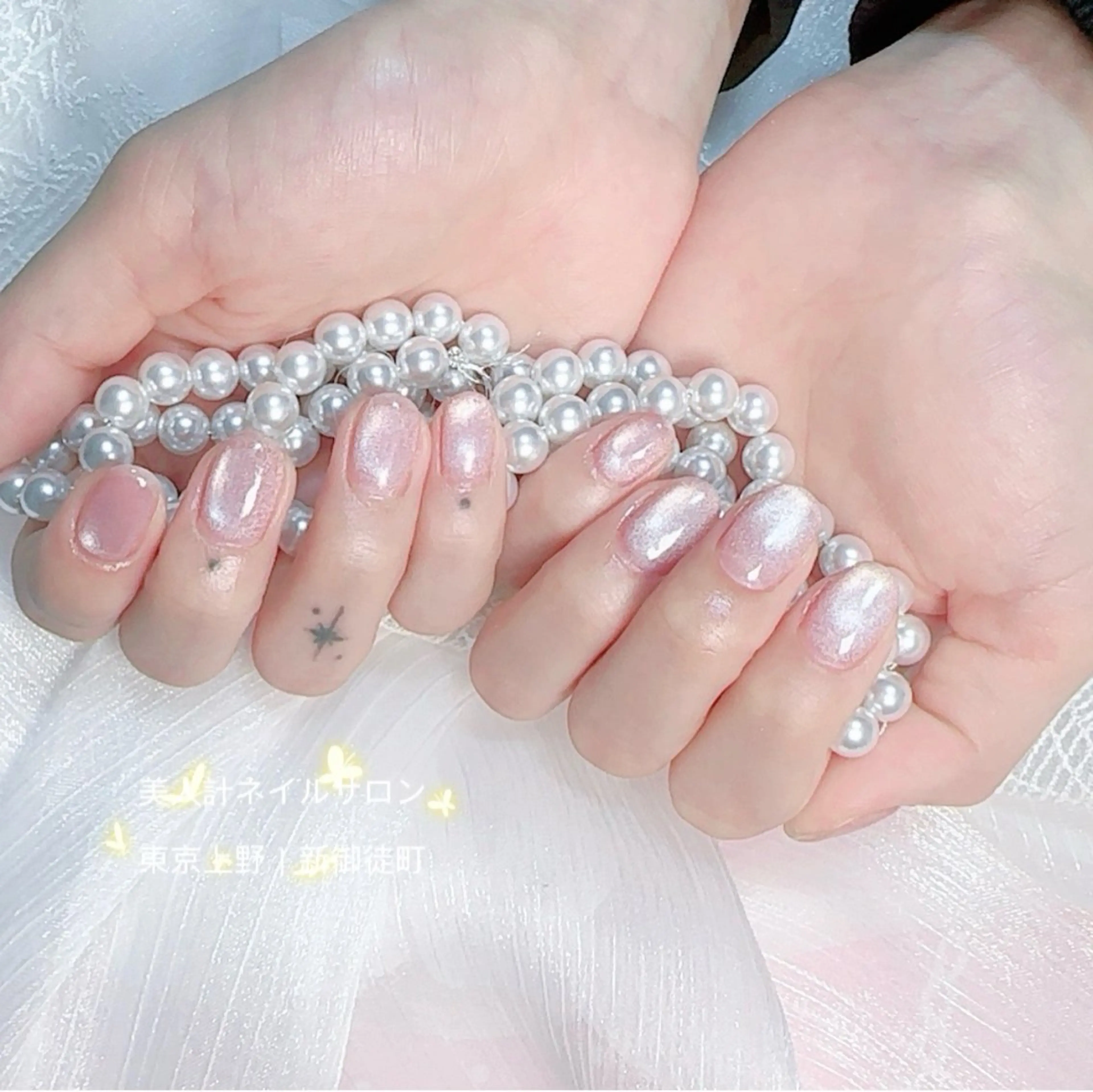 ネイル マグネットネイル ピンク ハンドネイル 美人計ネイルサロン所属・中山 美月のネイルデザイン