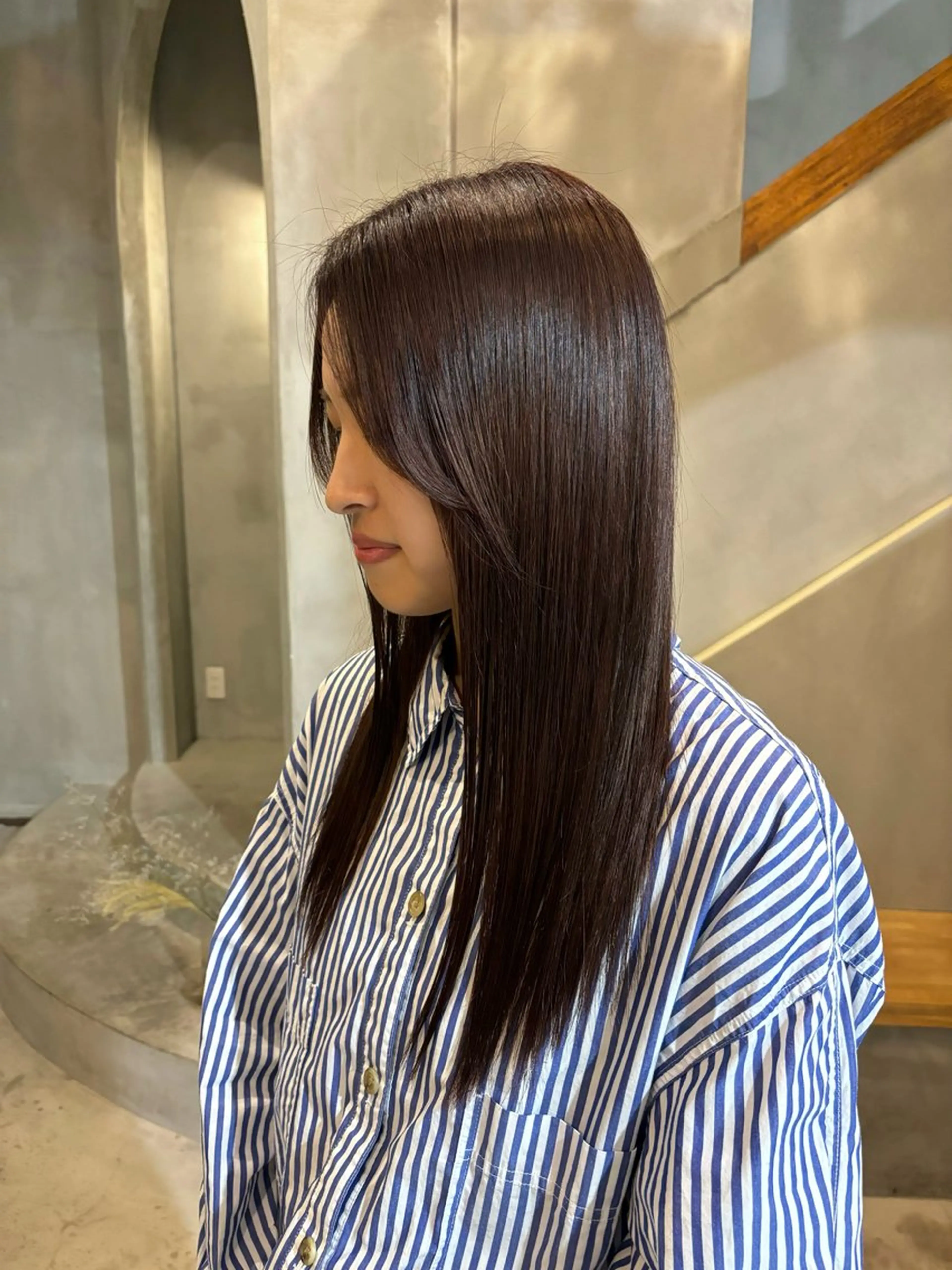 セミロング カラー ブラウンカラー ピンクカラー ピンクブラウン 小西 萌々香のヘアスタイル