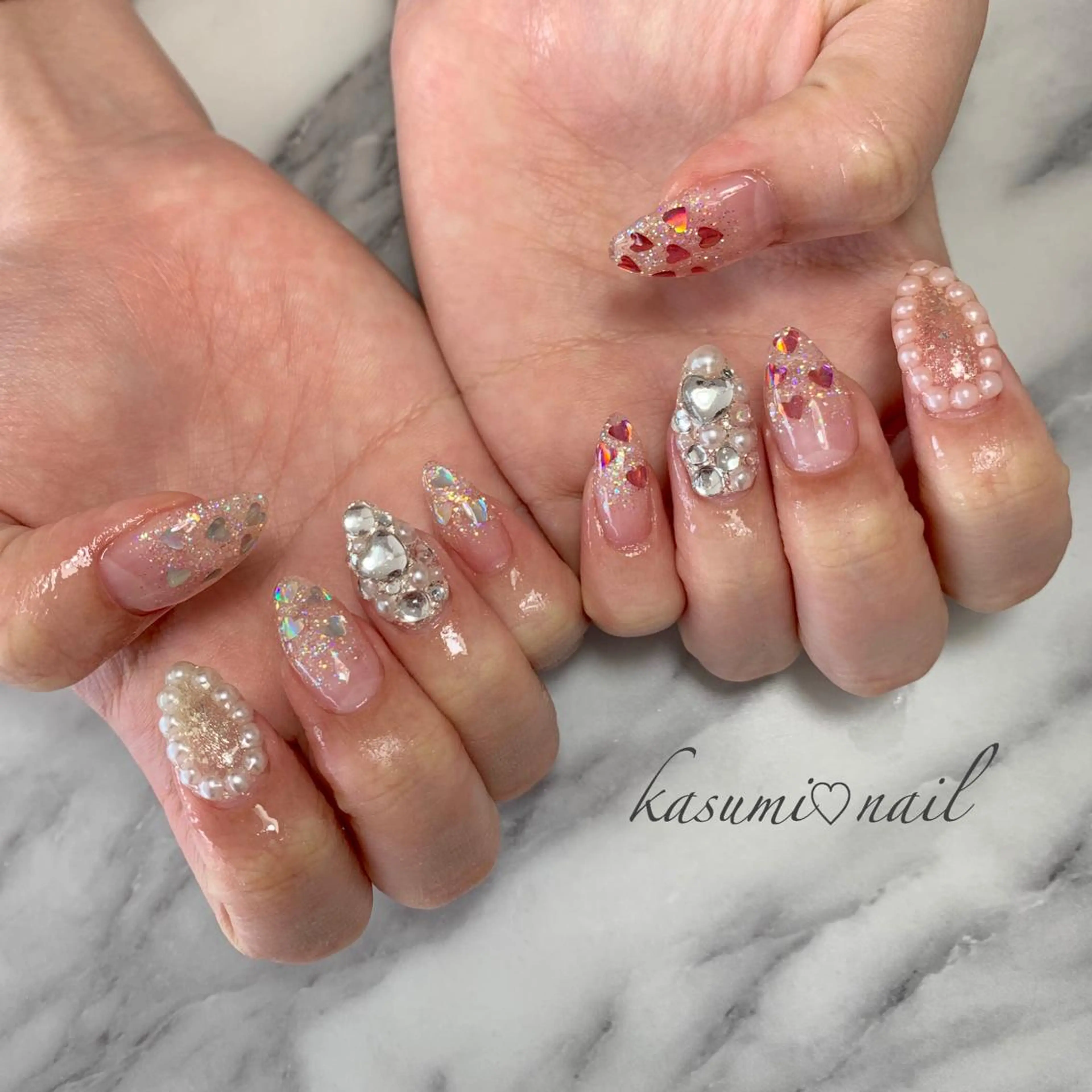 ネイル アートネイル フットネイル 大理石ネイル(マーブル) ミラーネイル ニュアンスネイル KASUMI♡ Nailのネイルデザイン