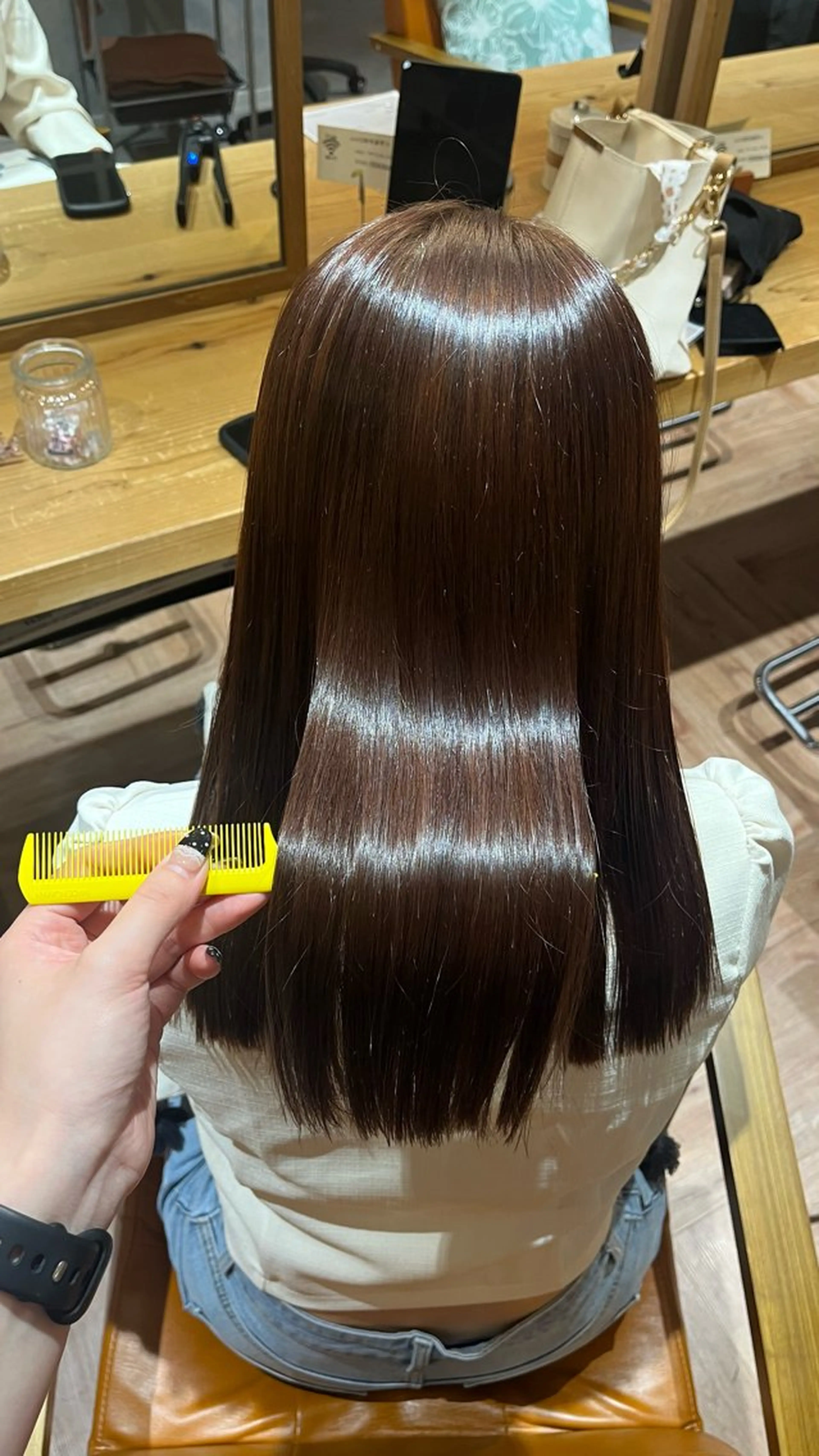 ロング カラー ベージュカラー ココアベージュ 縮毛矯正 little lulu 梅田所属・Saya/ショート/ ボブ/大阪/梅田のヘアスタイル