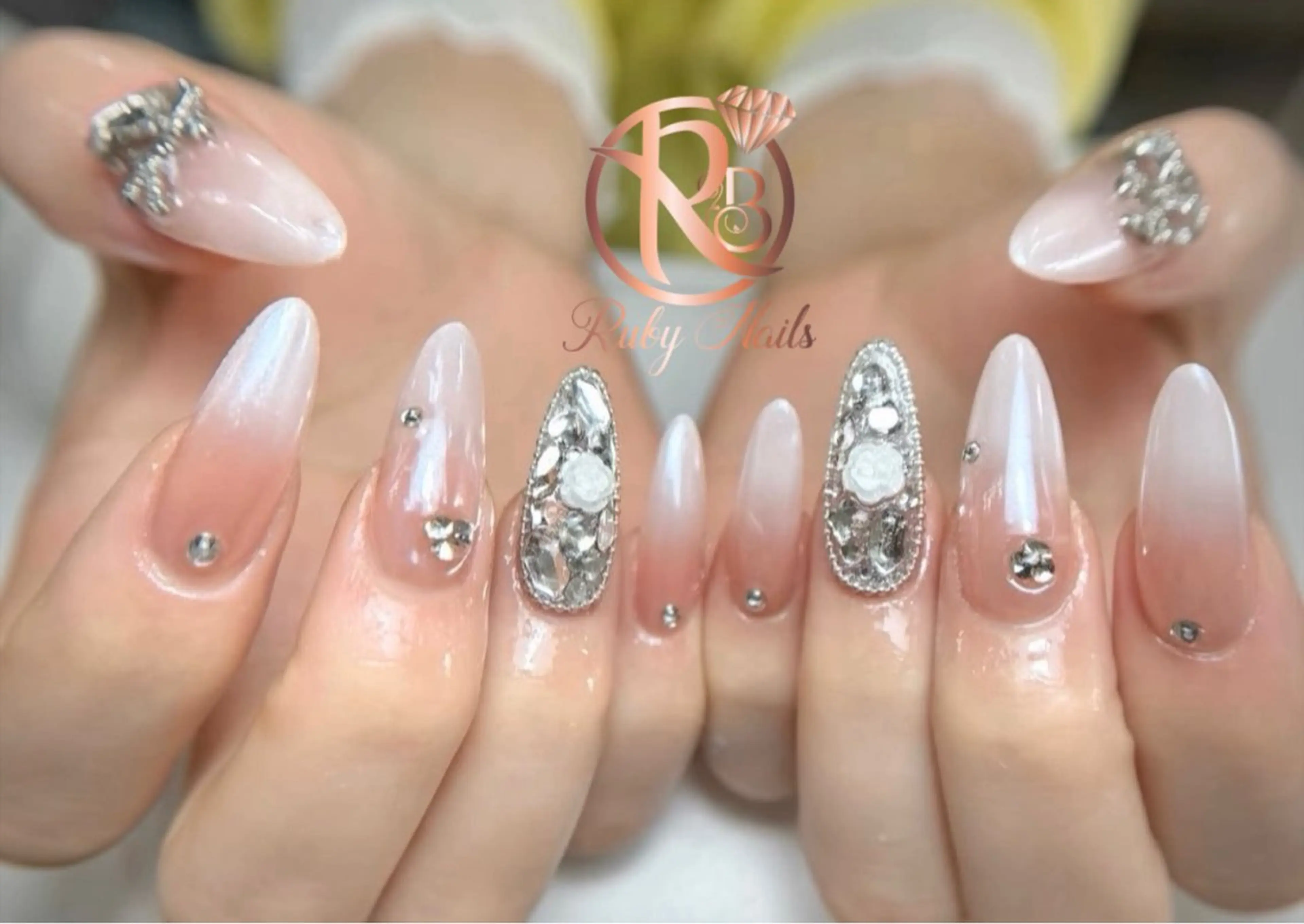 ネイル キラキラネイル マグネットネイル ピンク 春ネイル RUBY Nail 日暮里店のネイルデザイン