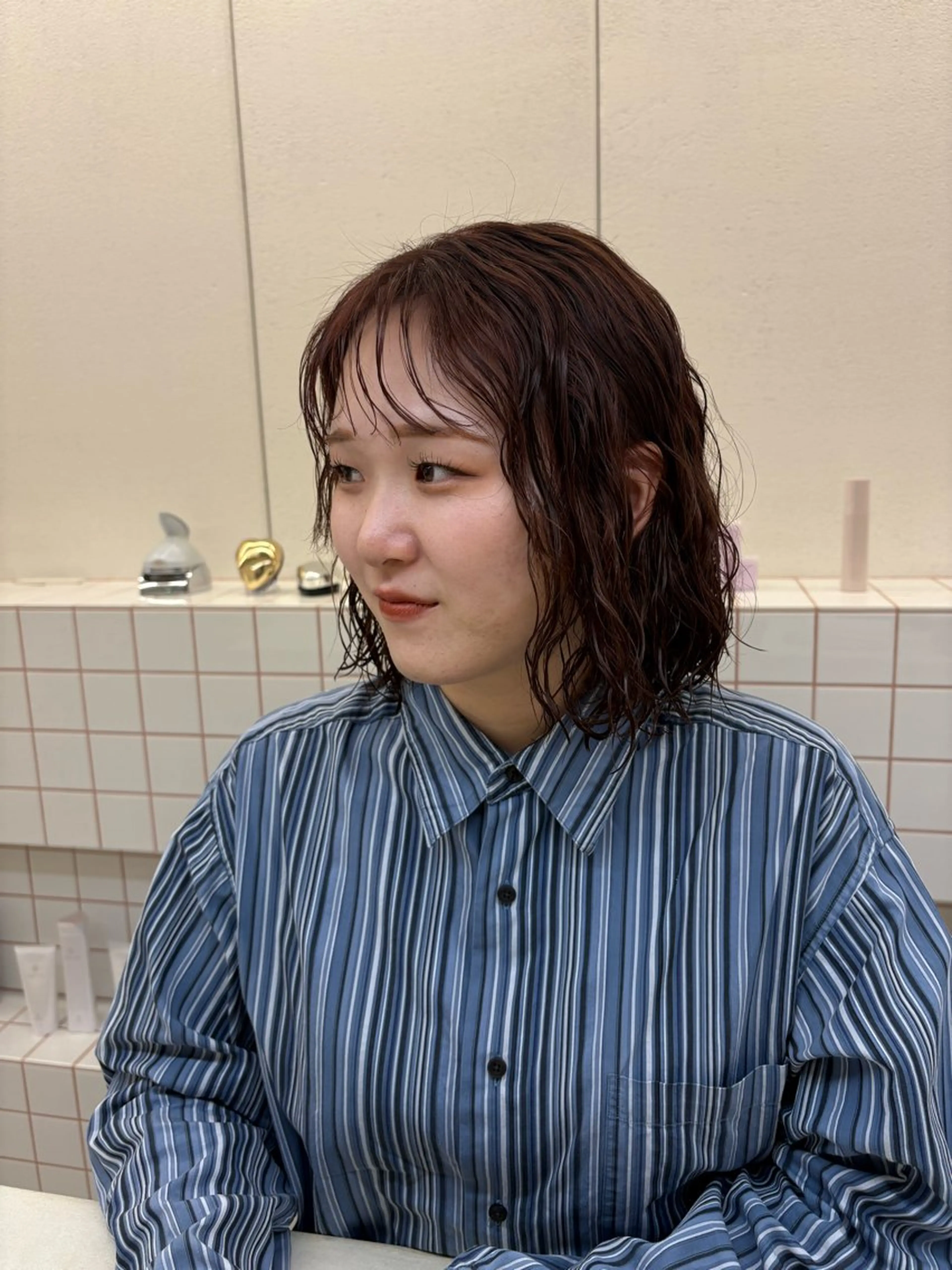 ミディアム カラー パーマ カット パーマ NIKO/名古屋/ 伏見/花屋併設のヘアスタイル