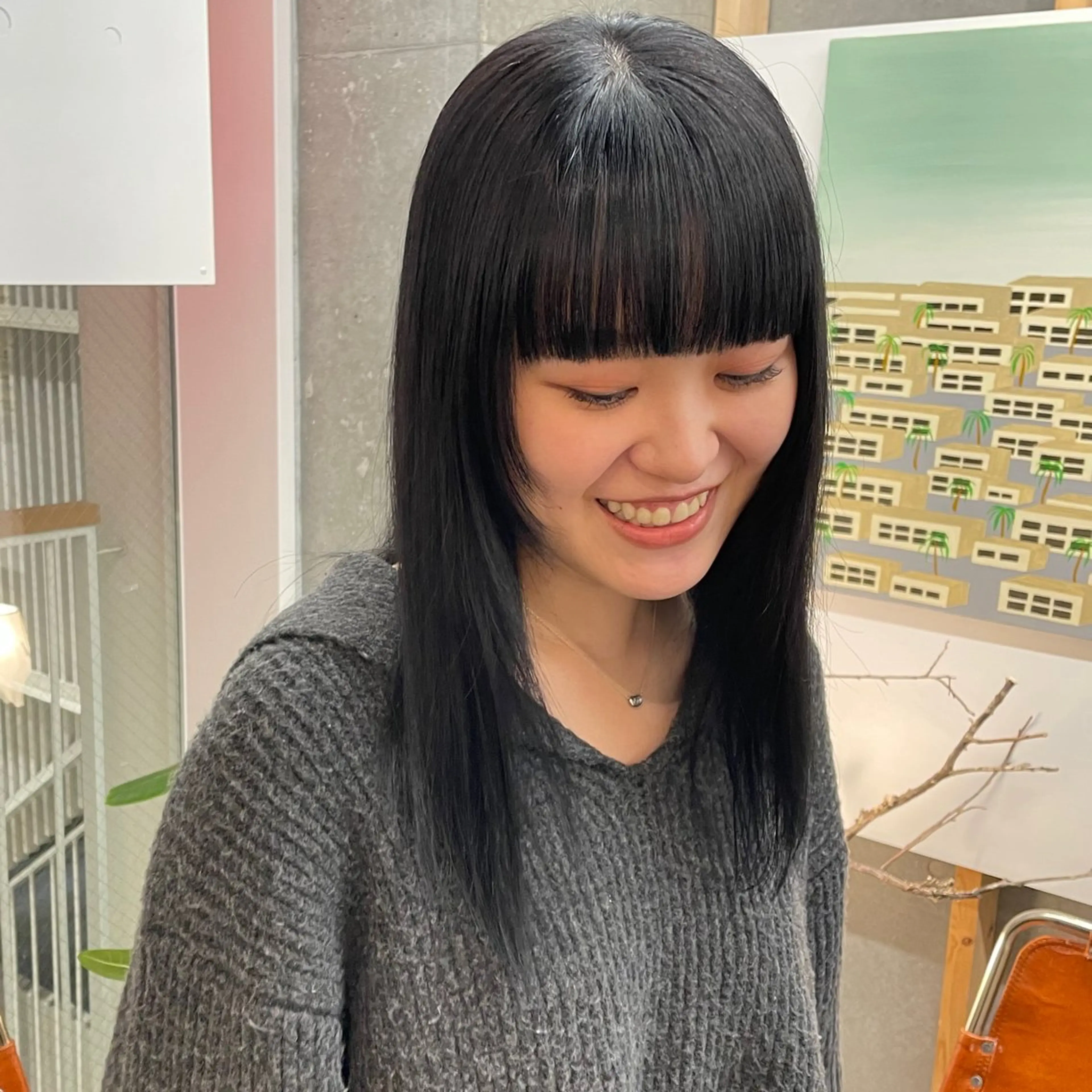 セミロング casane所属・暖色・前髪カット 🎗️佐藤ゆみこのヘアスタイル