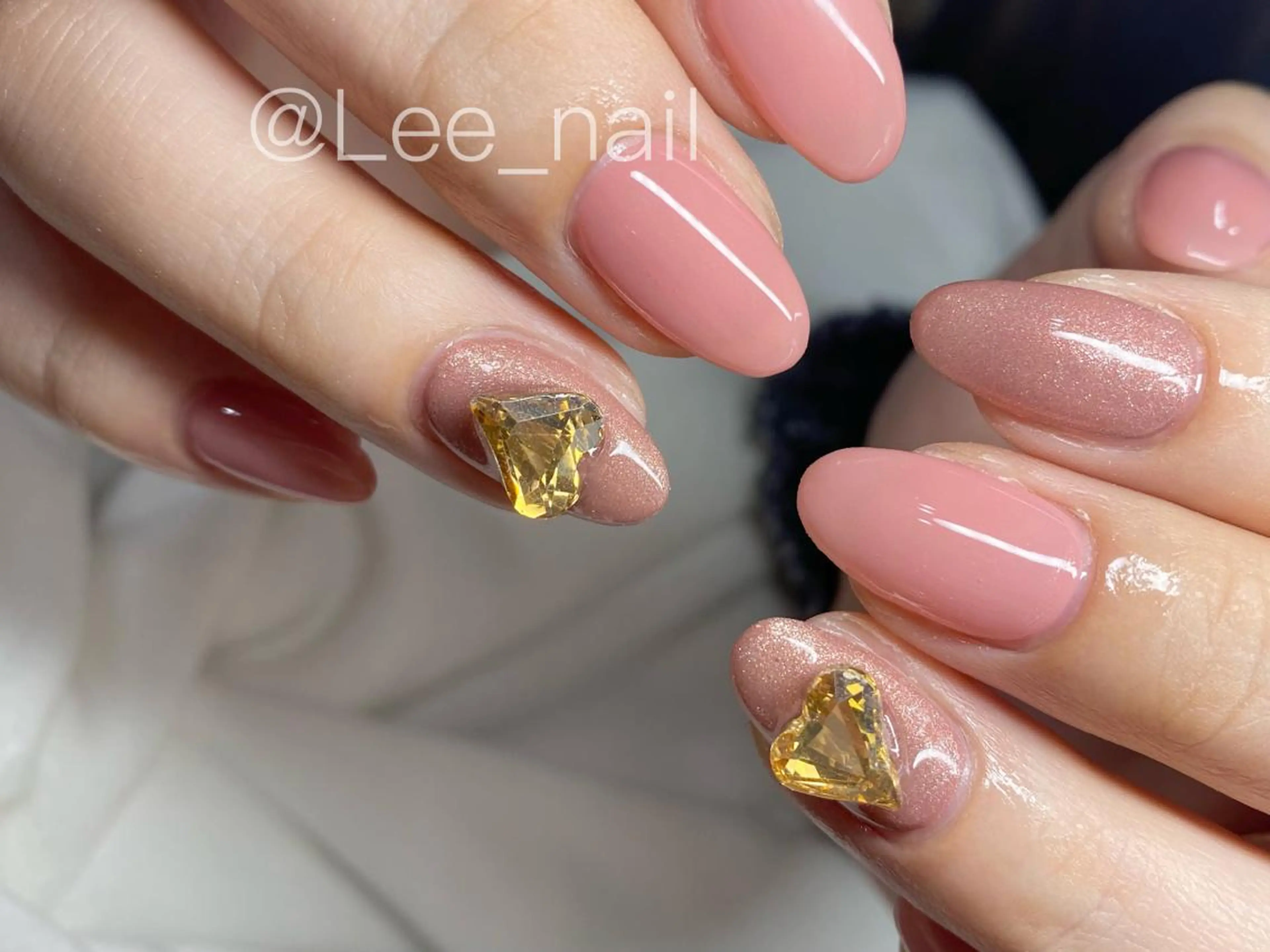 ネイル ハート ワンカラーネイル ハンドネイル Lee_ nailのネイルデザイン