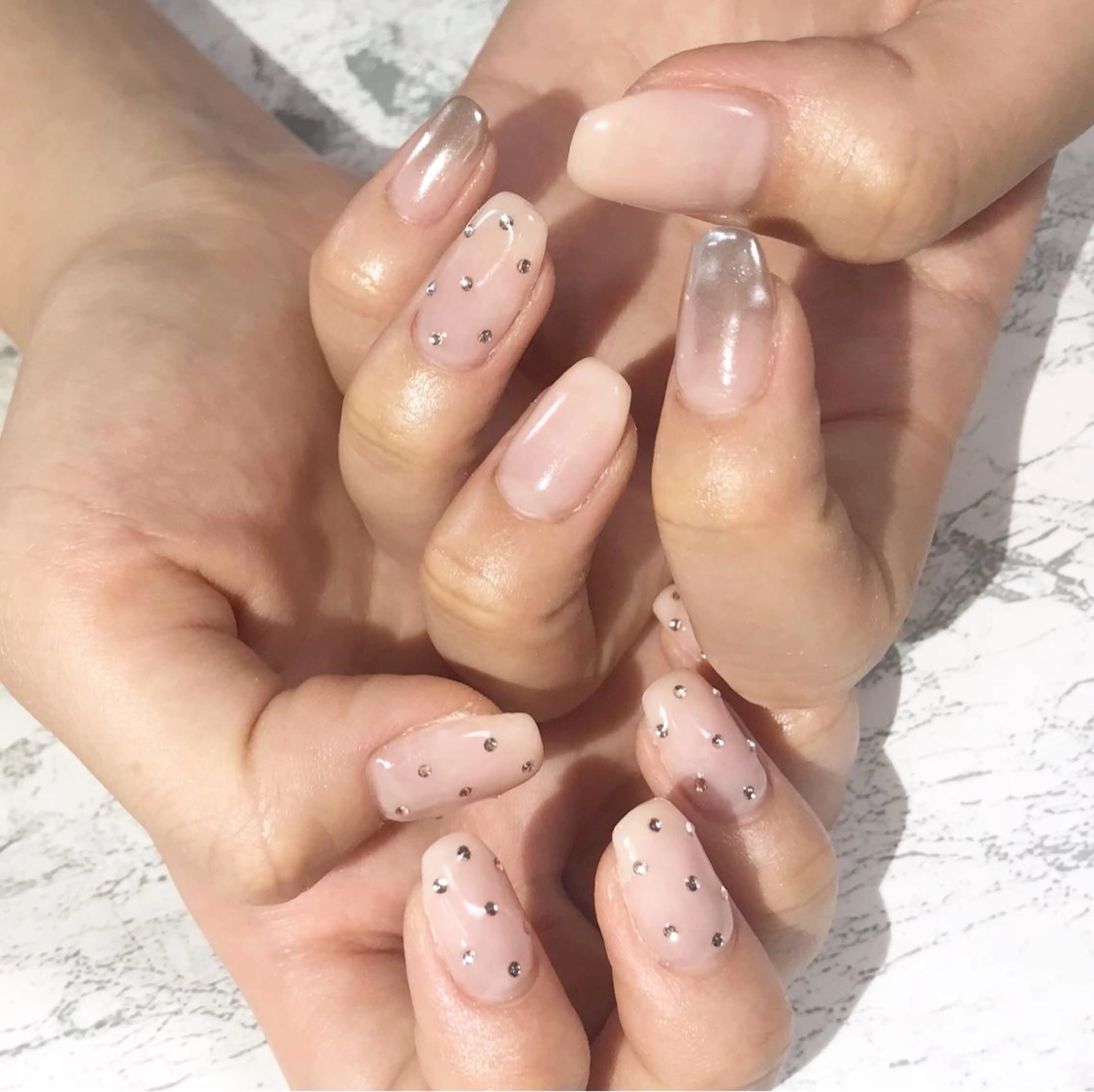ネイル フットネイル ニュアンスネイル シンプルネイル 春ネイル ストーンネイル ネイル フフラ所属・nail fufla ♡yamane♡のネイルデザイン