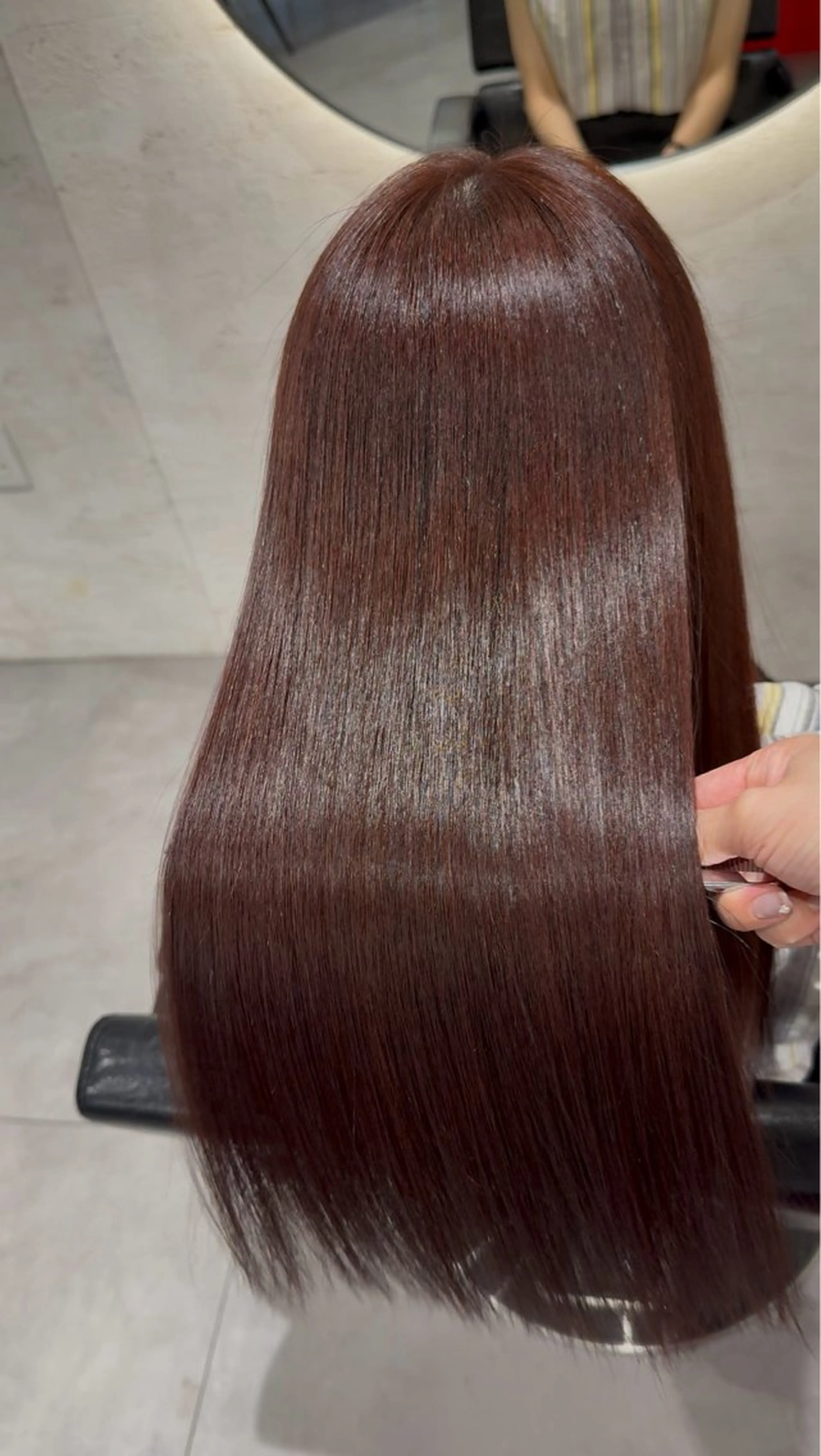 セミロング ヘアカラー トリートメント 柴田樹/大人可愛い 艶髪カラー/髪質改善のヘアスタイル