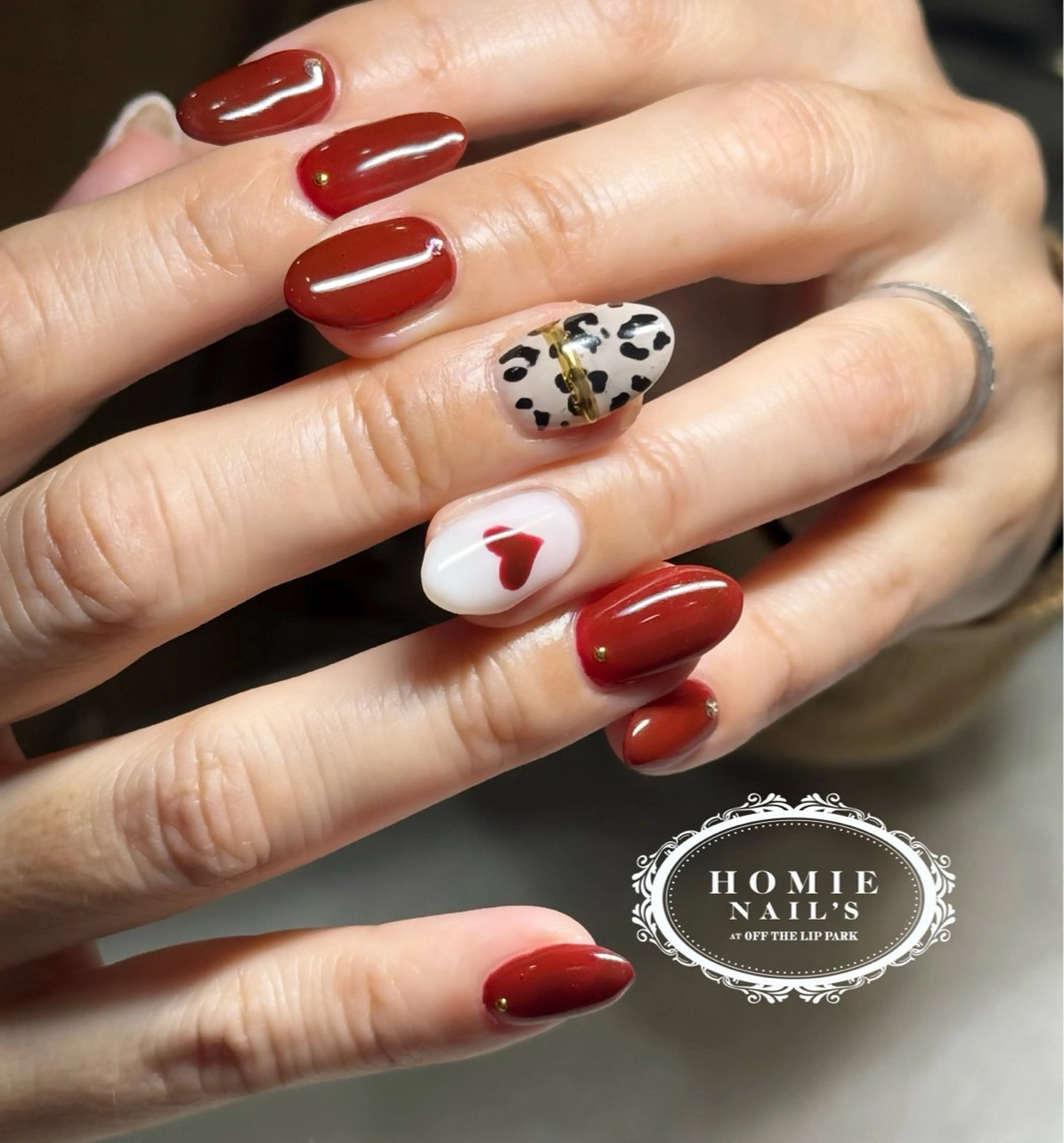 ネイル アニマル柄 ハート オフザリップパーク Asamiのネイルデザイン