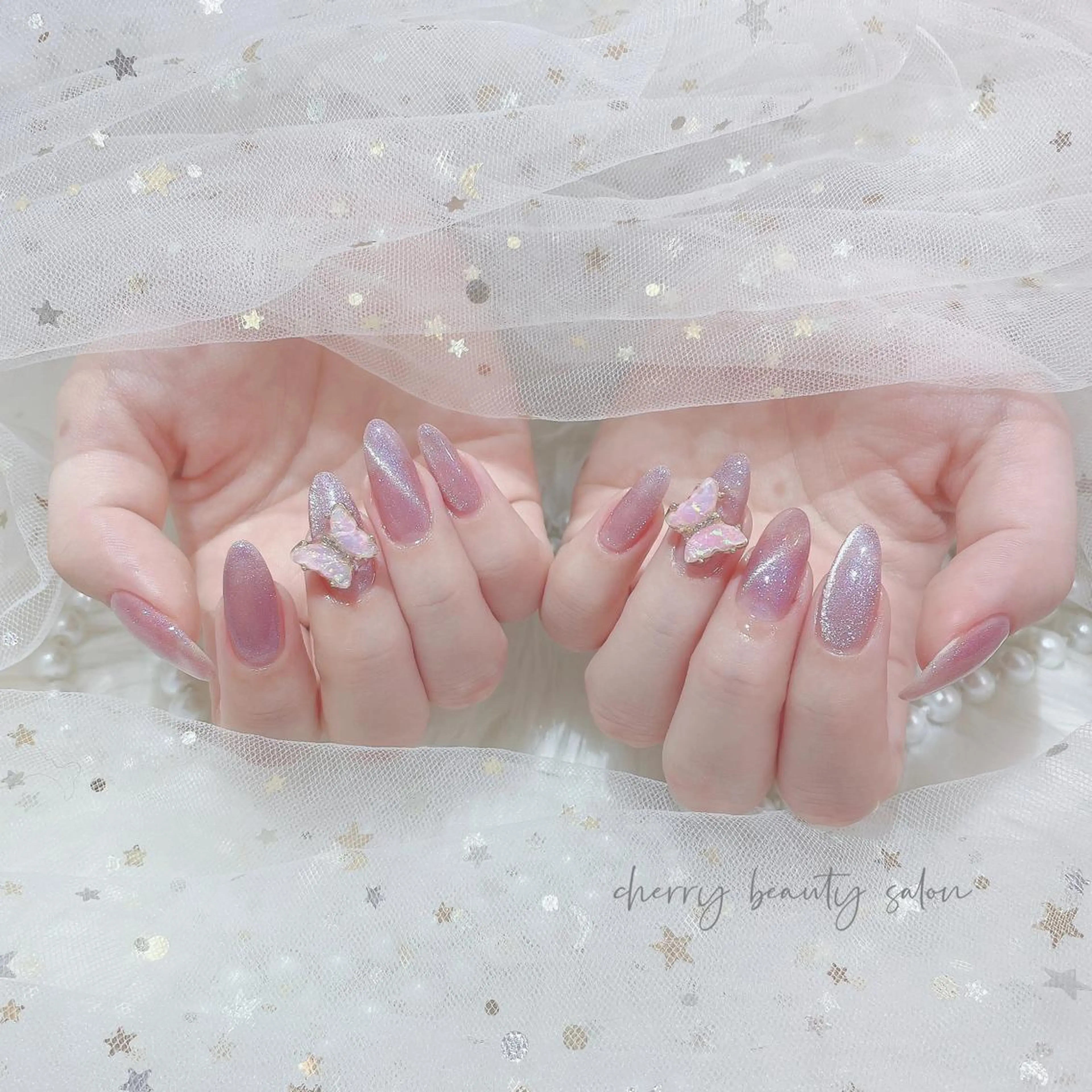 セミロング ネイル SAKURA 🍒のネイルデザイン