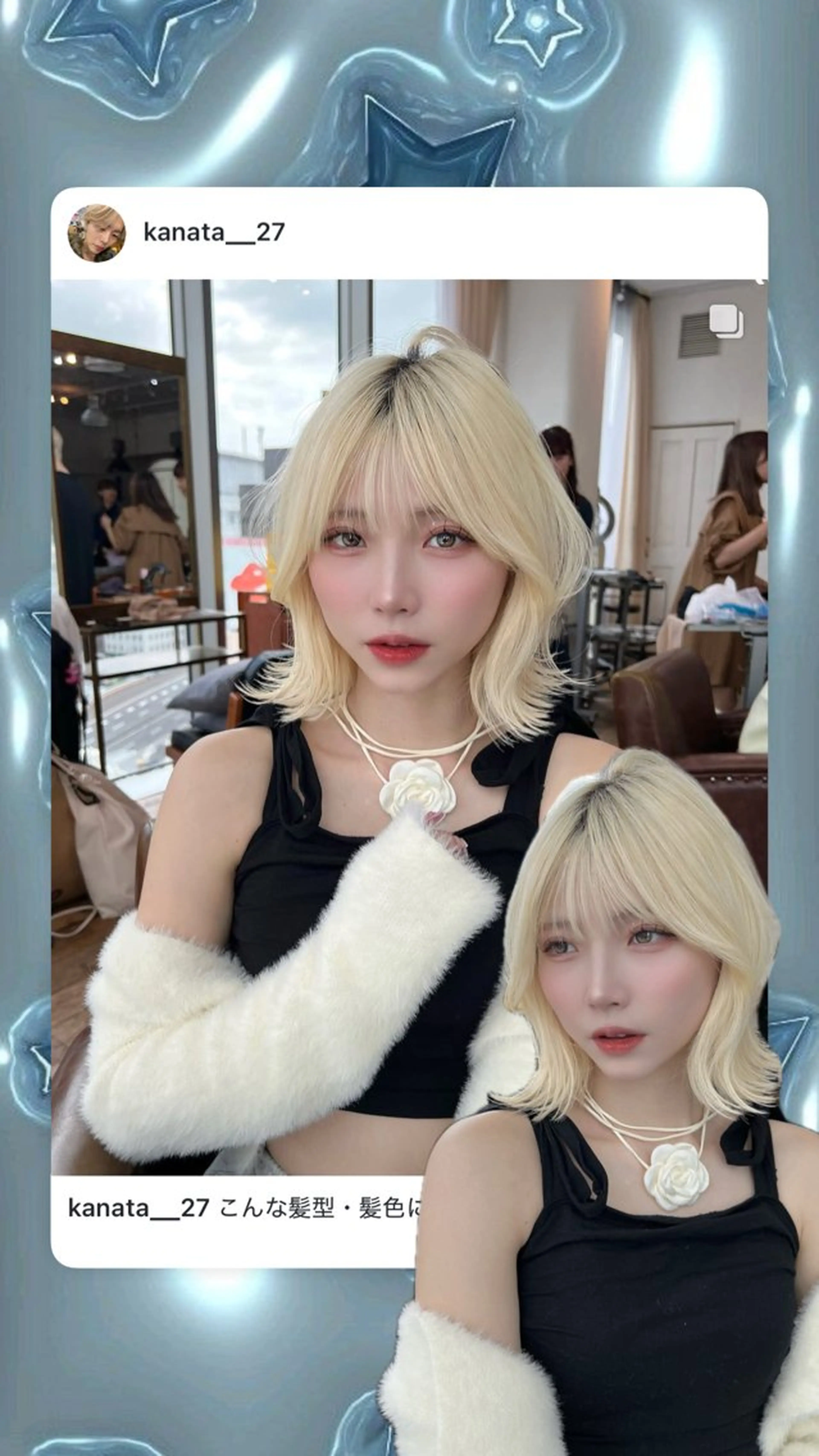 ミディアム カラー カット ヘアカラー トリートメント belle   表参道　terrace所属・抜きっぱなしブロンド /ハイトーン/カナタのヘアスタイル