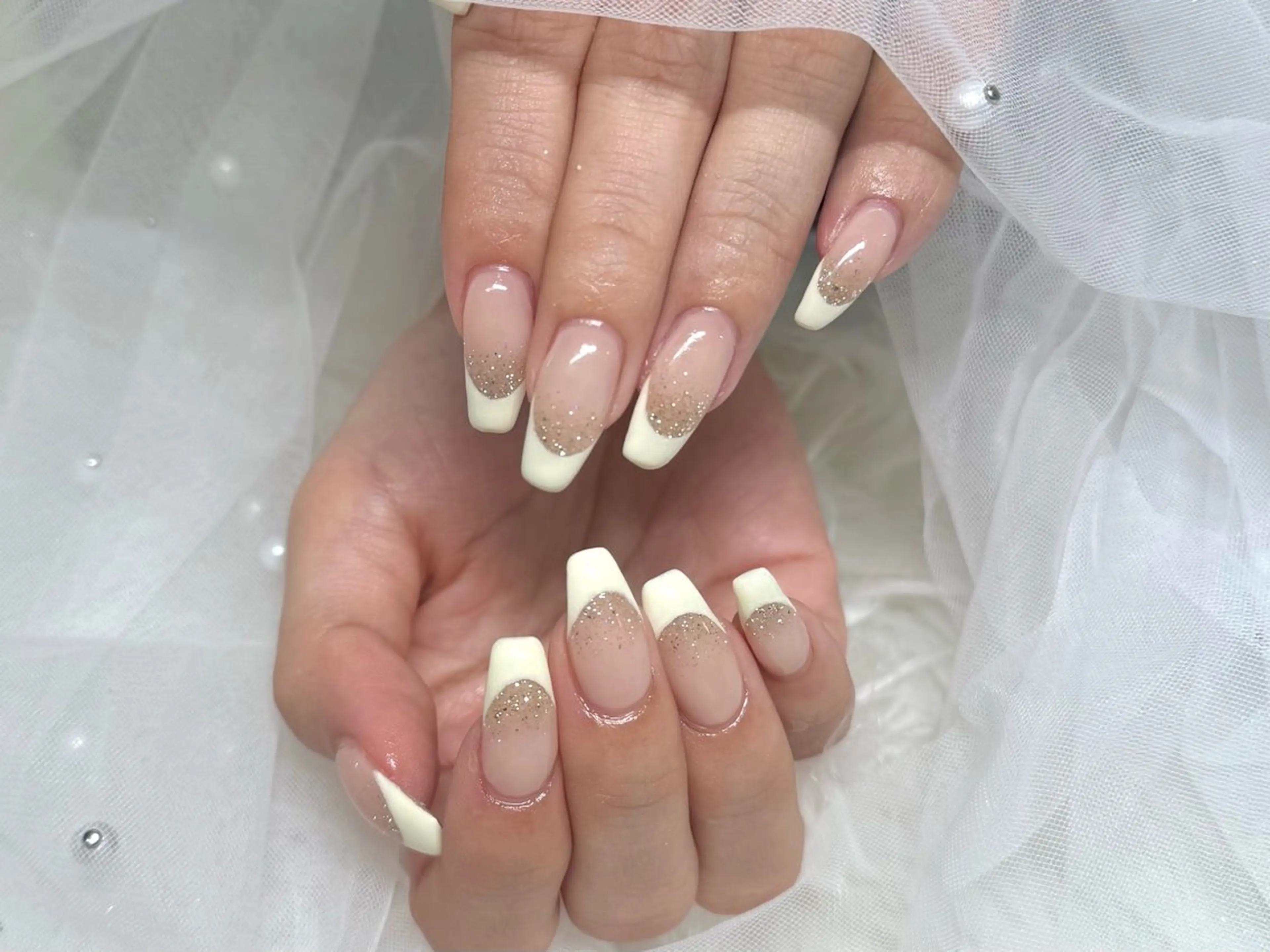 ネイル フラッシュネイル フレンチネイル 春ネイル ハンドネイル 🫧Rio🫧ネイル /渋谷🫧ワンホンのネイルデザイン