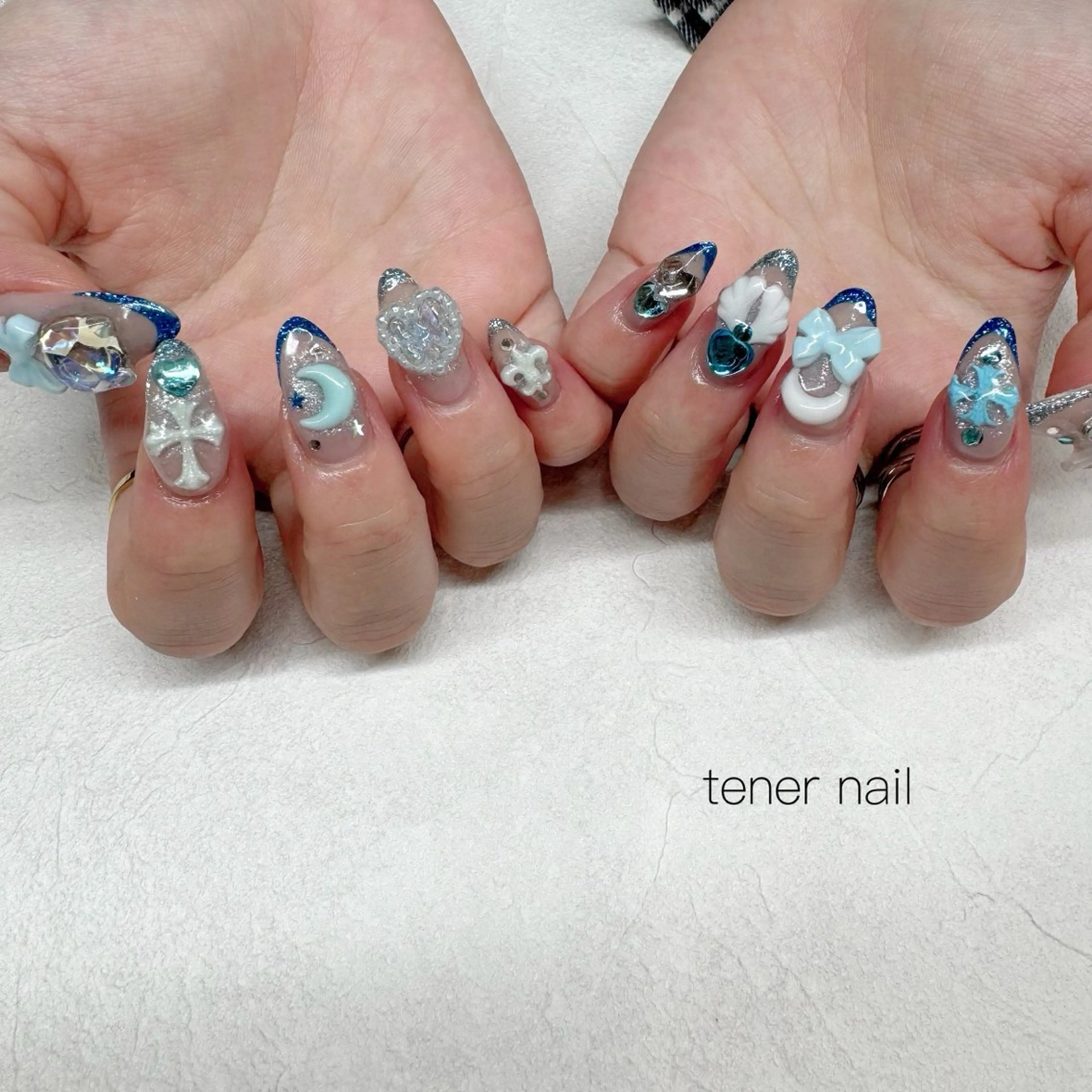 ネイル ブルー ハンドネイル tener  nail  テネルネイル所属・テネルネイル tener nailのネイルデザイン