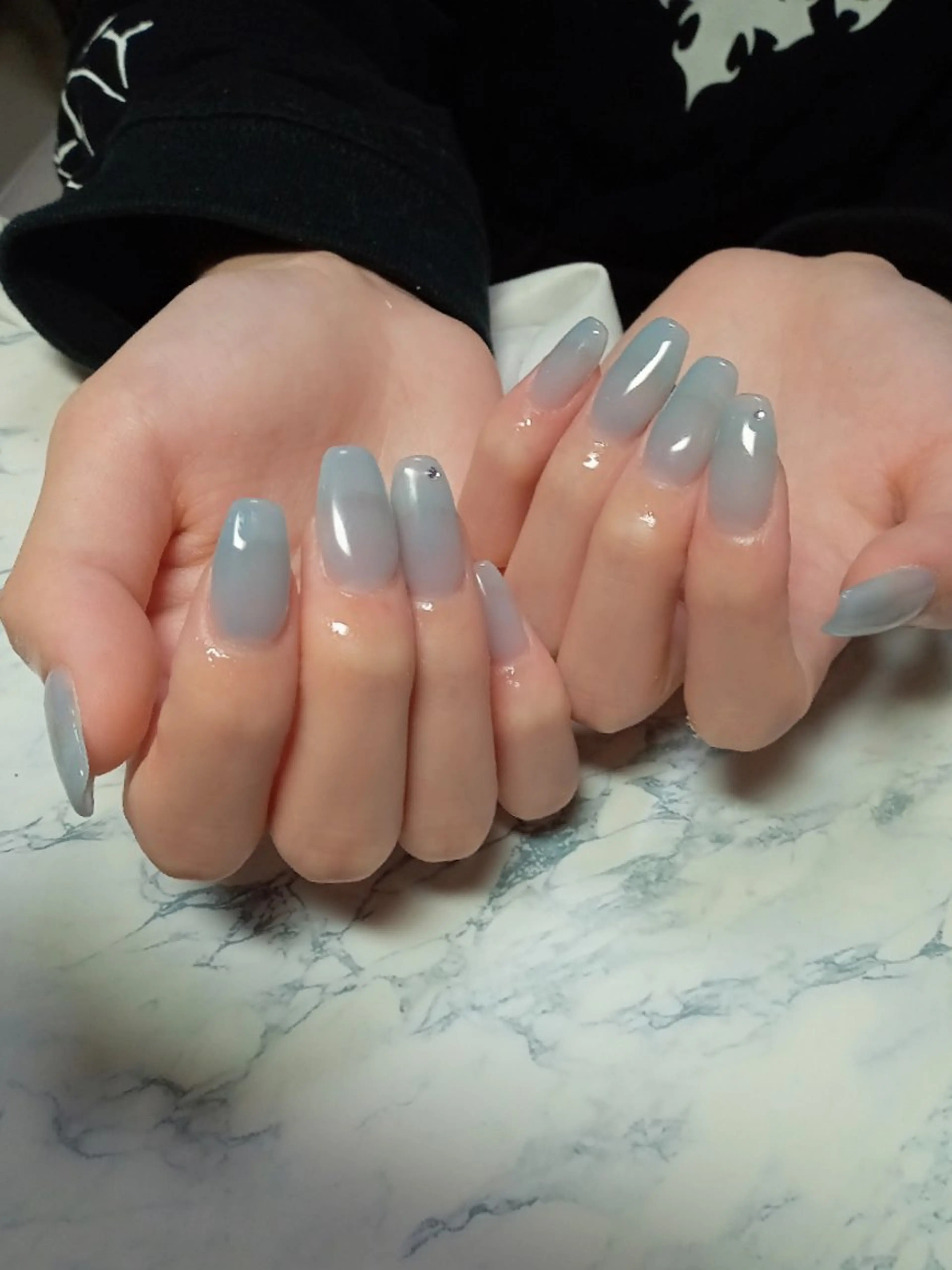 ネイル 長さ出し ジェルネイル キラキラネイル ラメ(グリッター) ラメグラデーション ハンドネイル flure de neige yukiのネイルデザイン