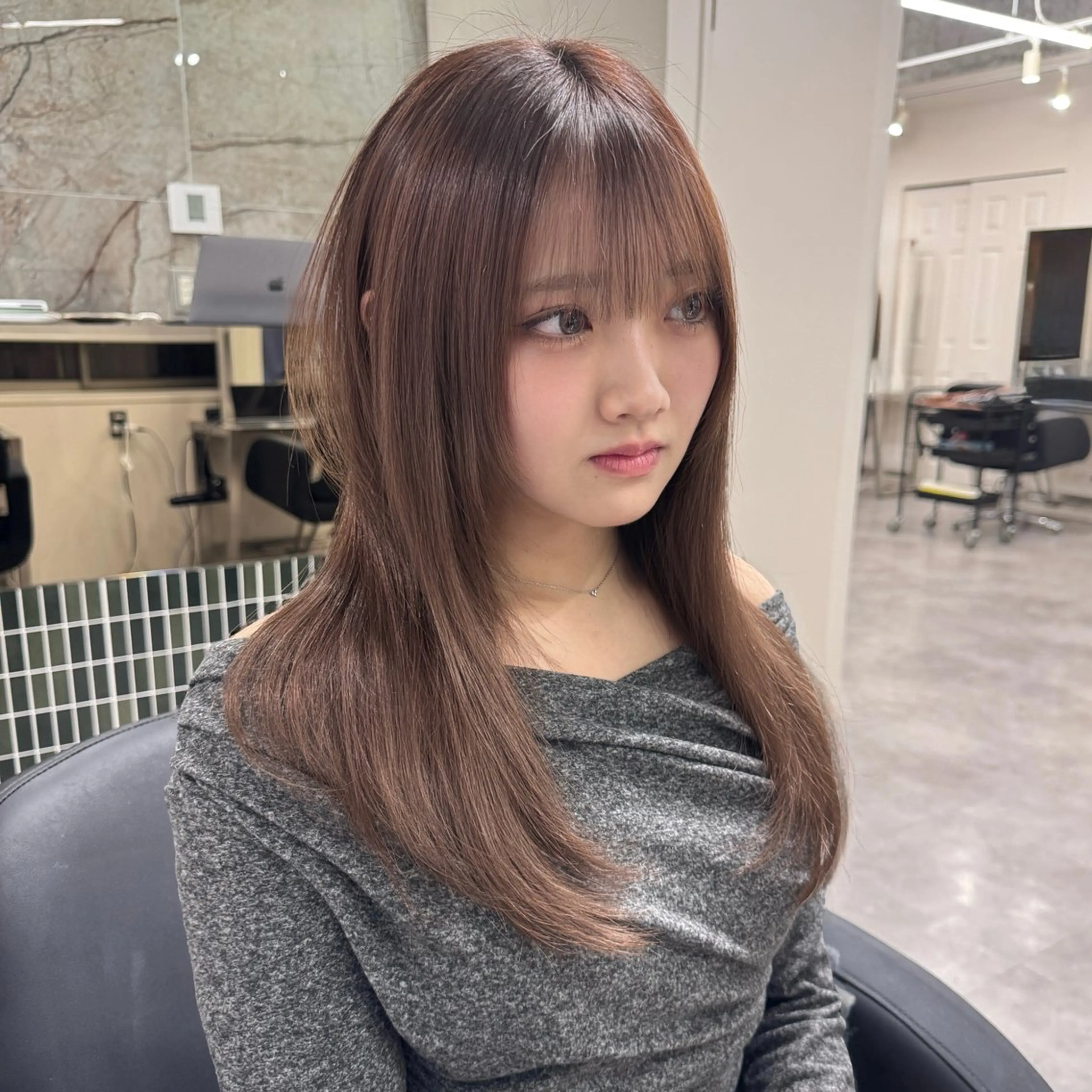 ロング カラー カット ヘアカラー トリートメント 🎀髪質改善×韓国レ イヤー×透明感/米田のヘアスタイル