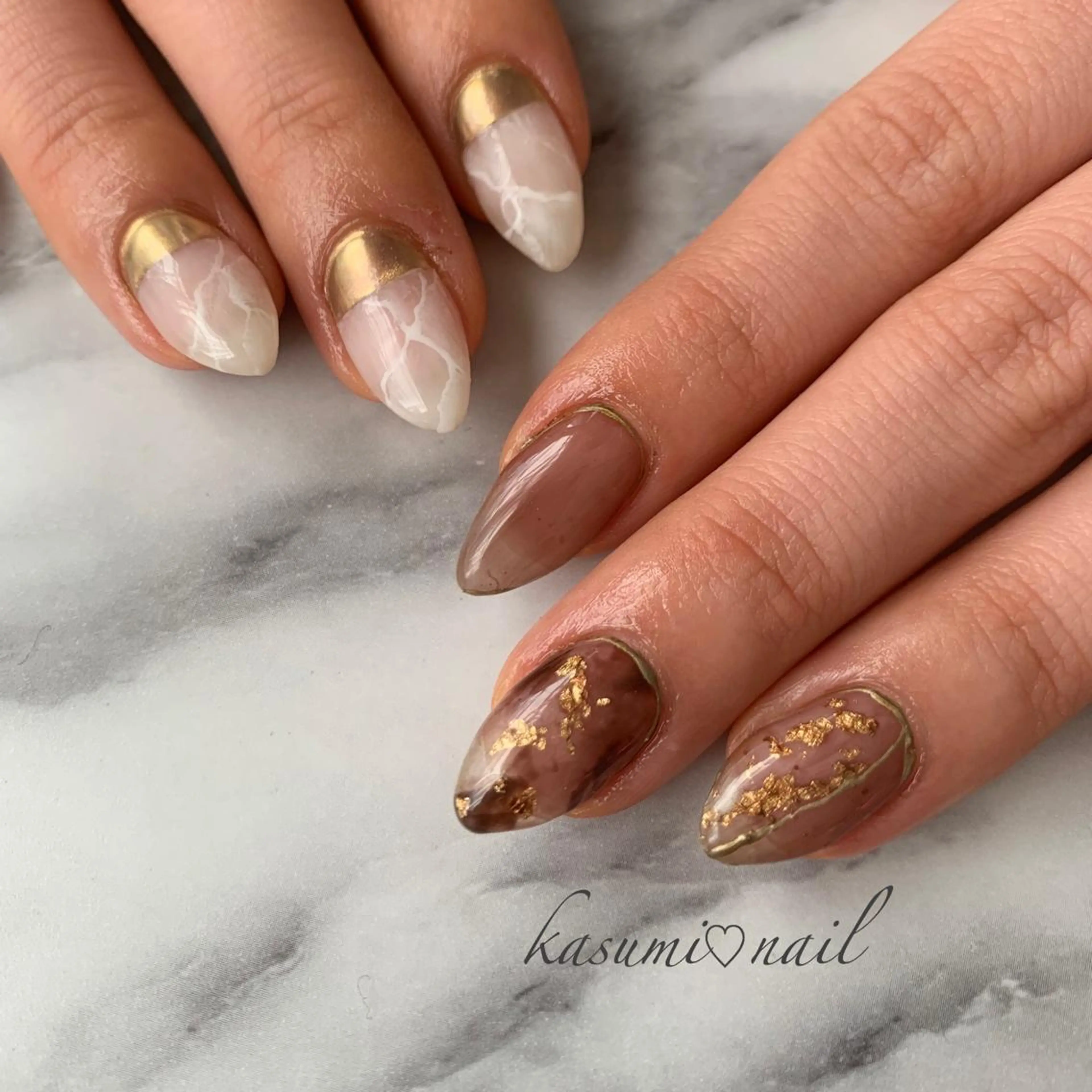 ネイル アートネイル フットネイル 大理石ネイル(マーブル) ミラーネイル ニュアンスネイル KASUMI♡ Nailのネイルデザイン