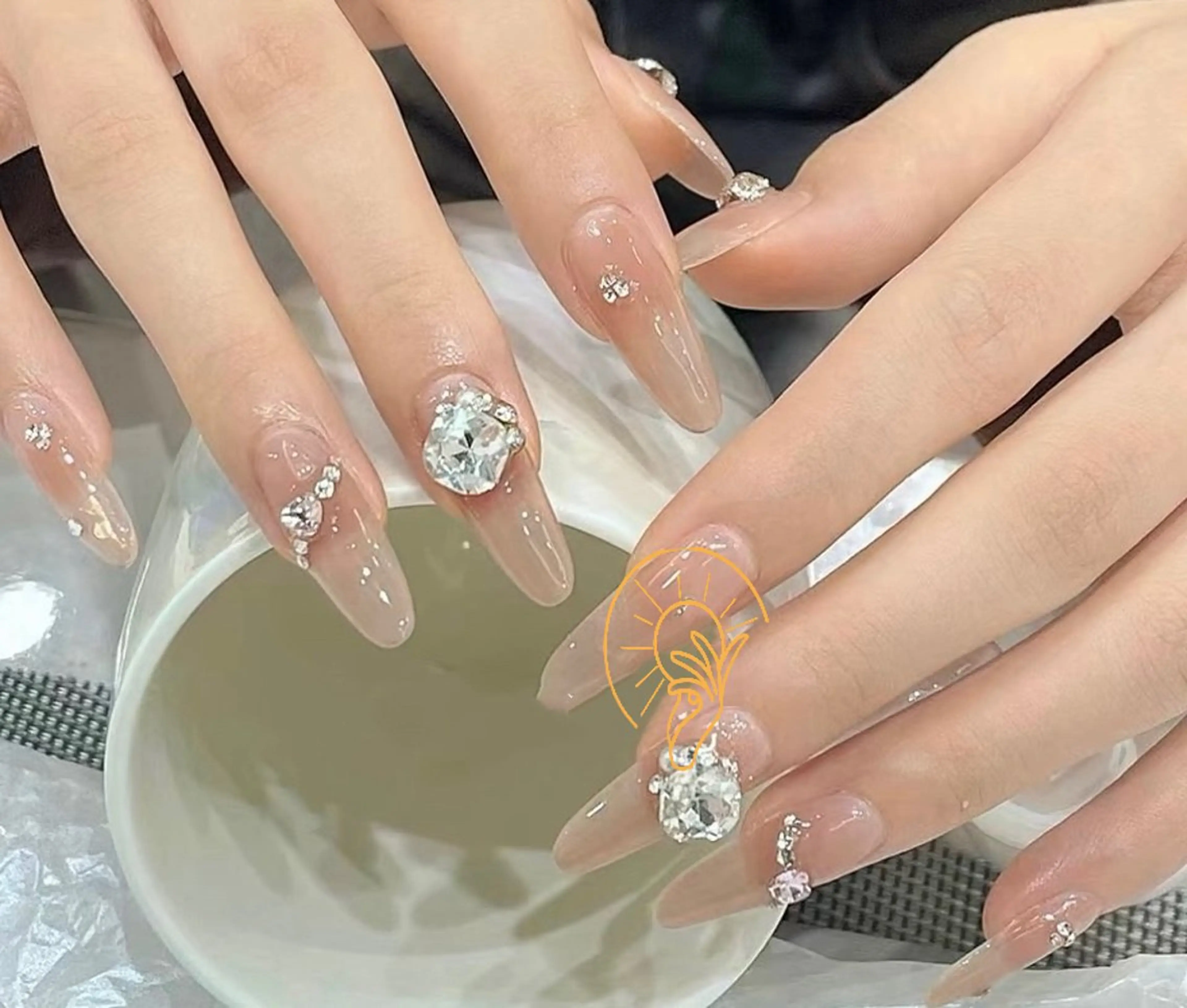 ネイル チークネイル 長さ出し フレンチネイル ガーリー 韓国ネイル sun nail池袋 モデル募集のネイルデザイン