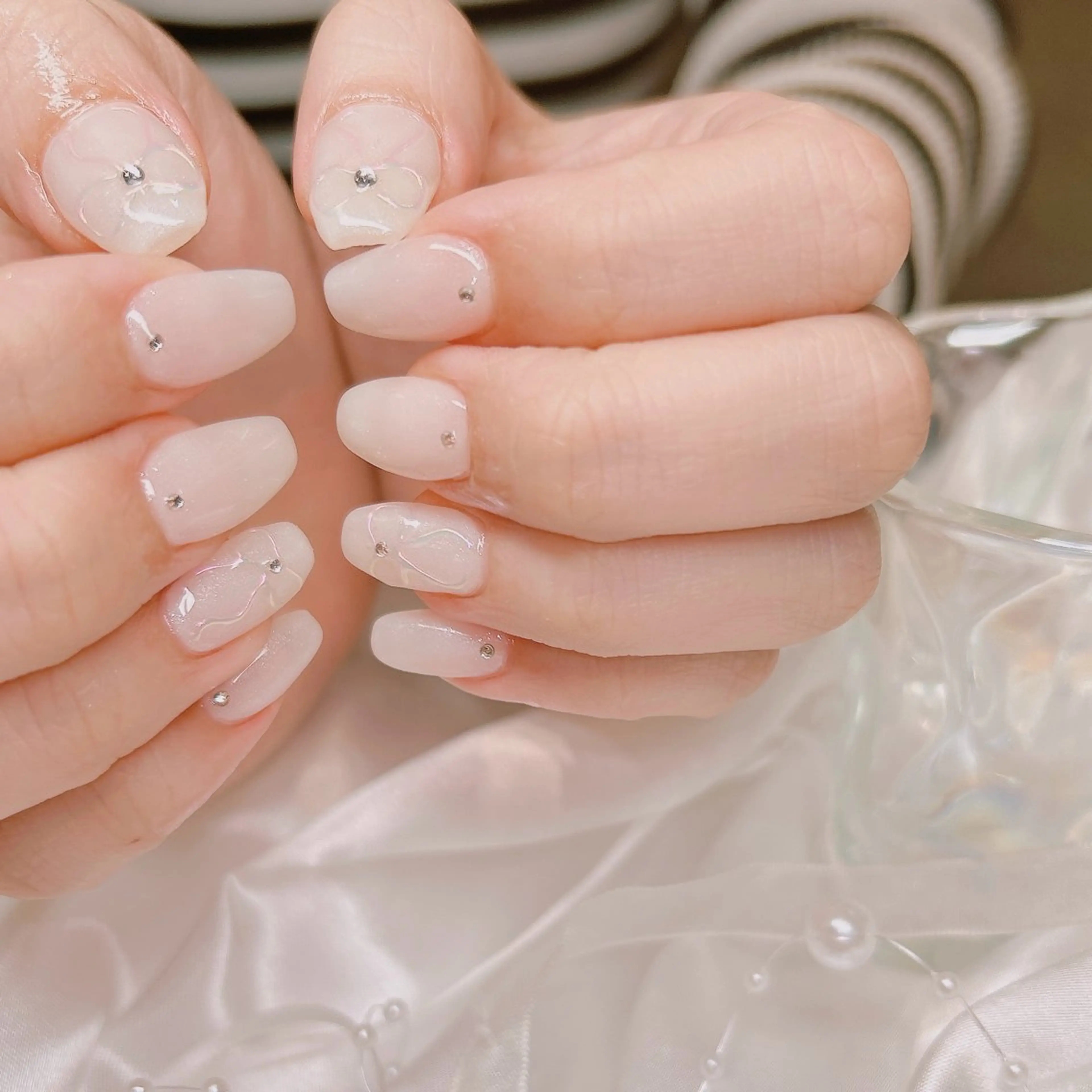 ネイル リボン ハンドネイル junna のぞいてねのネイルデザイン