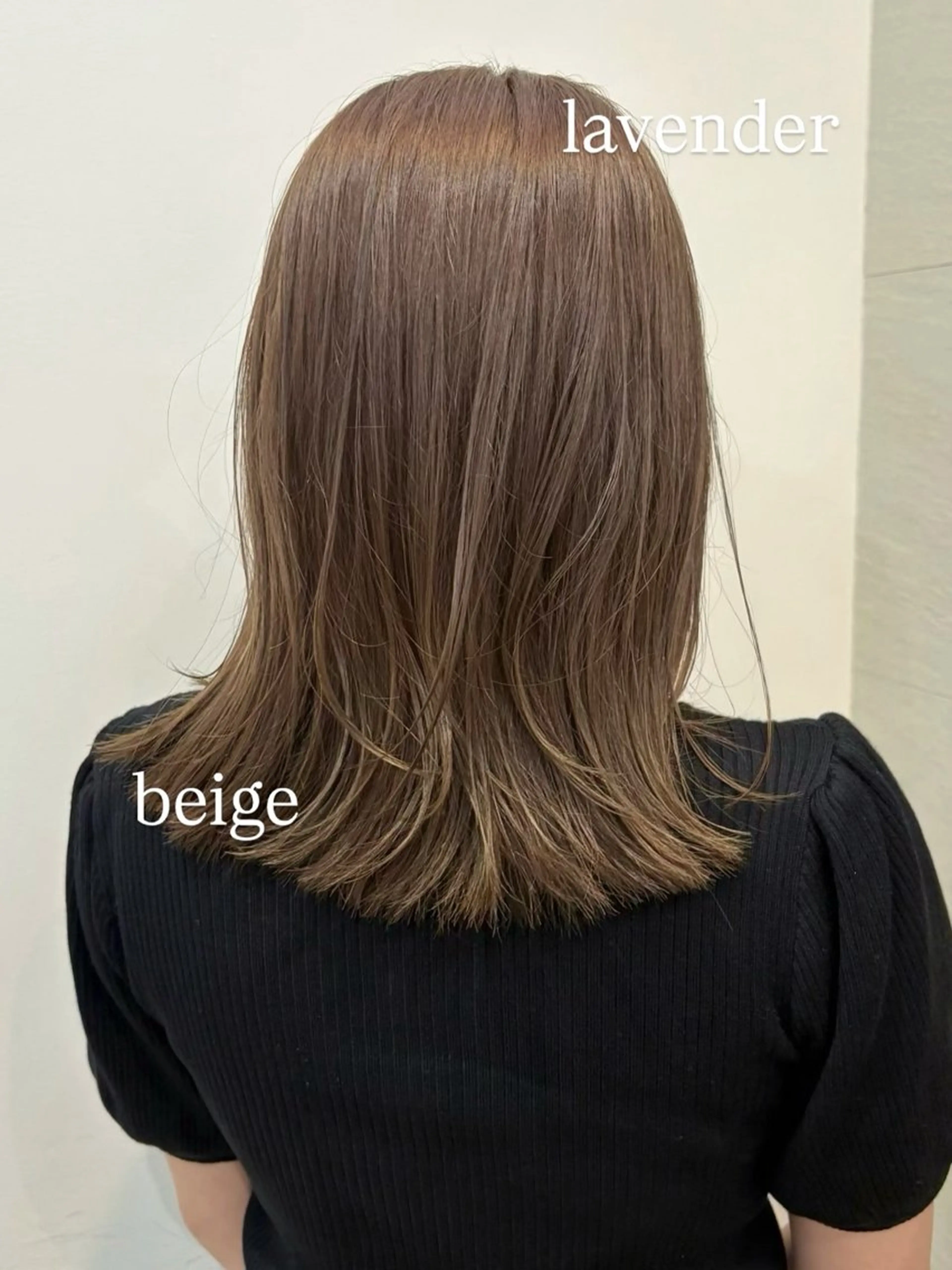 ミディアム ラベンダーベージュ カット ヘアカラー トリートメント 似合わせ/ベージュ /レイヤー/りほ🤍のヘアスタイル