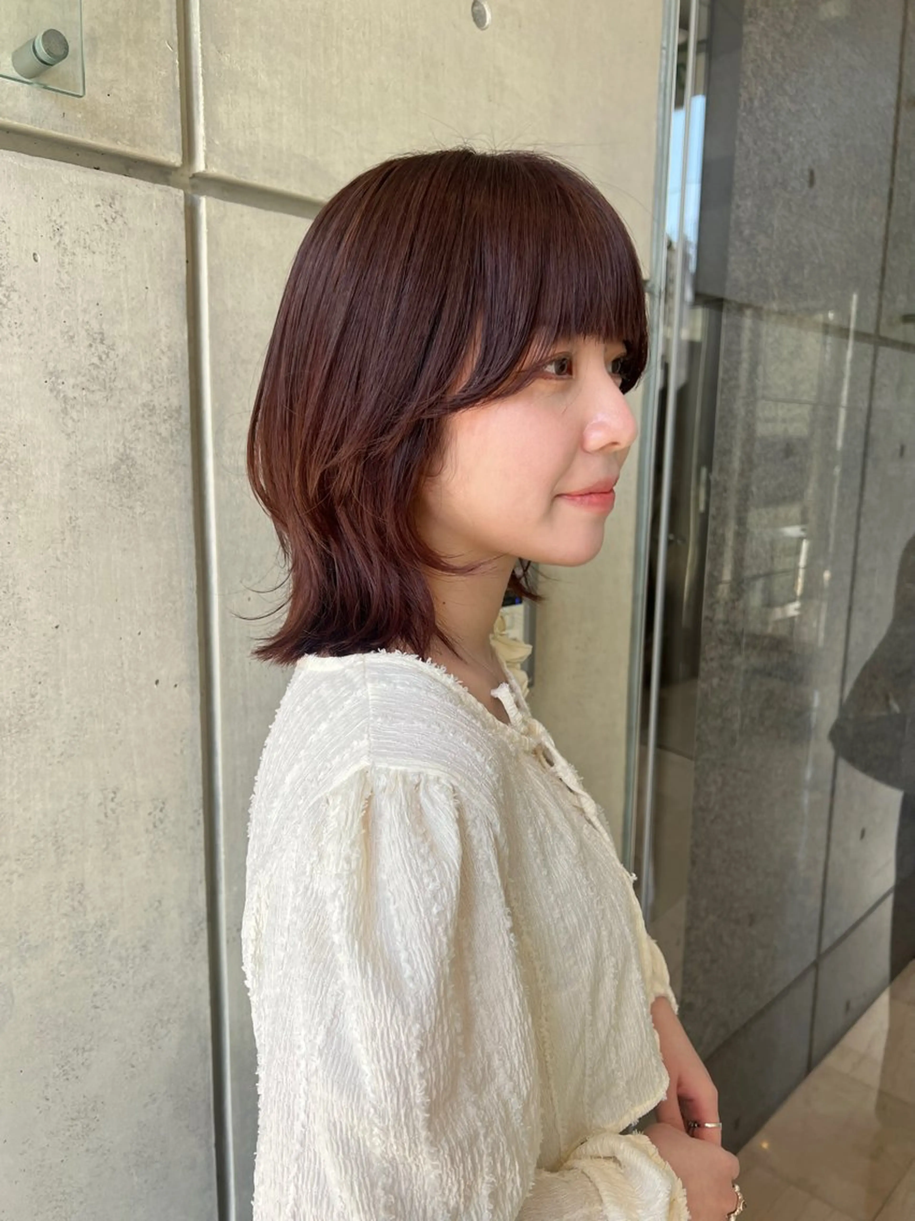 ミディアム カラー ブリーチ ピンクカラー 名古屋美容室 Sopiリナのヘアスタイル