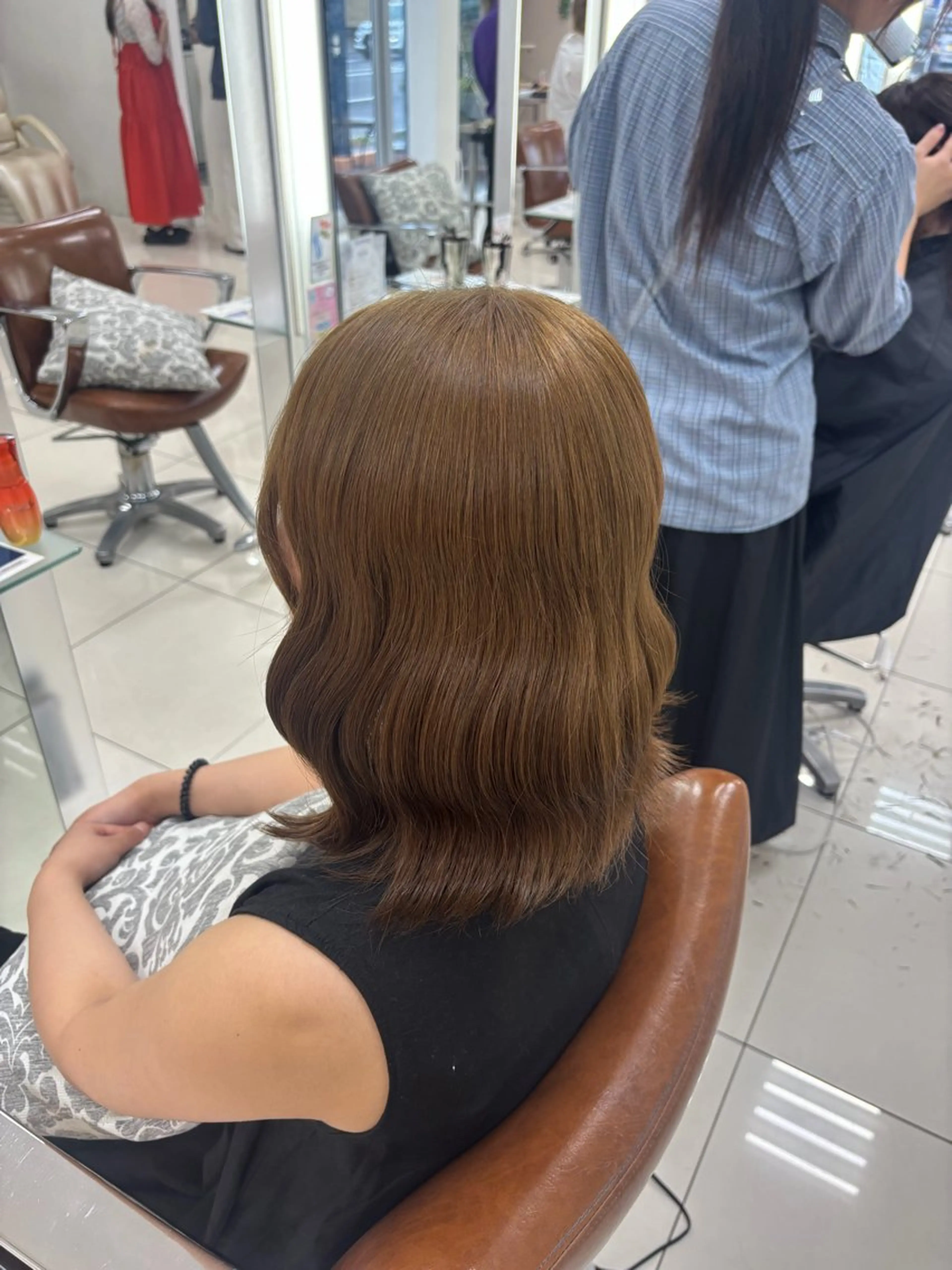 ミディアム カラー ヘアカラー トリートメント ここな/暖色カラー 🧡まつげパーマ🌼のヘアスタイル