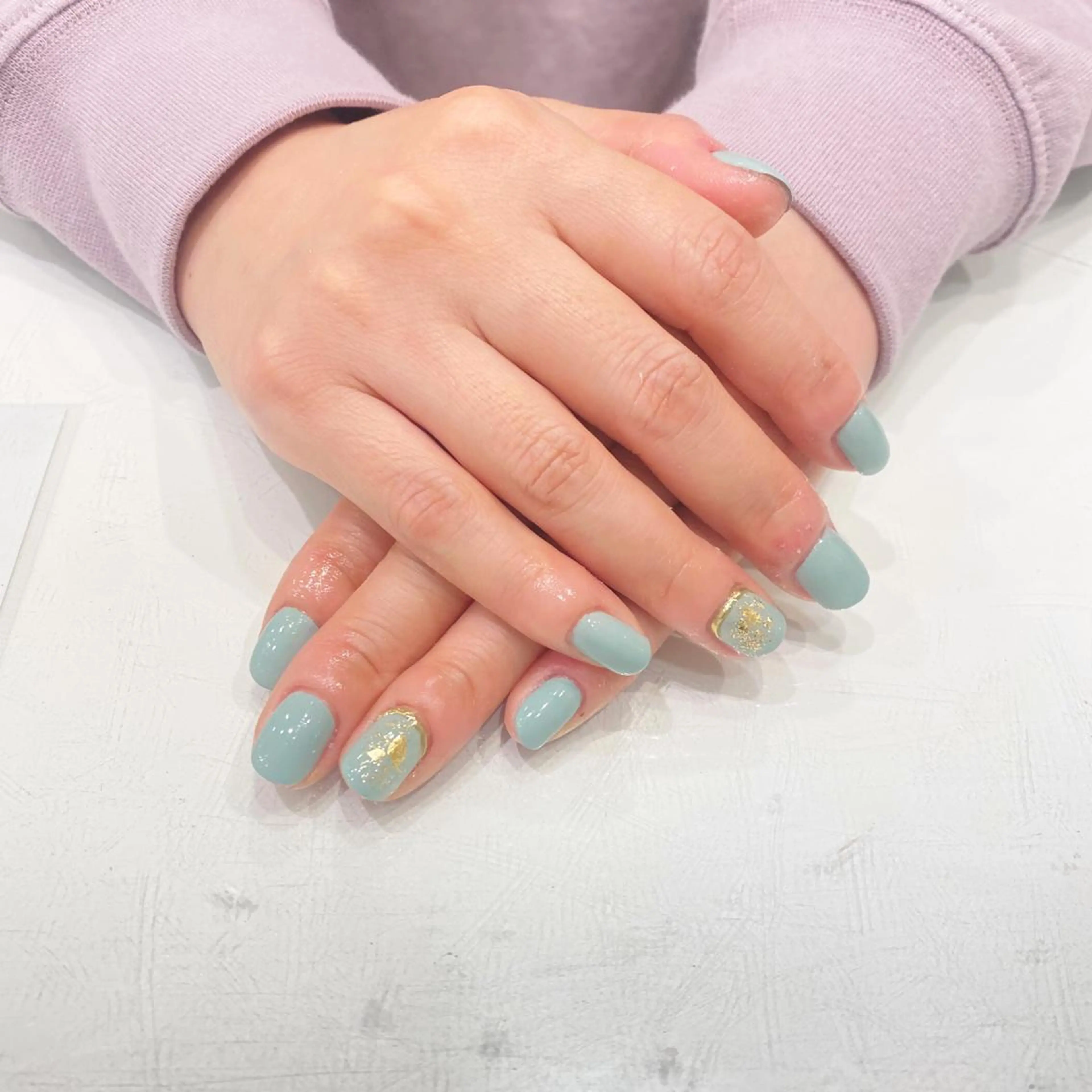 ネイル ブルー パステルネイル ハンドネイル ブリオン六本松店ネイルandアイ所属・薦田 葵のネイルデザイン