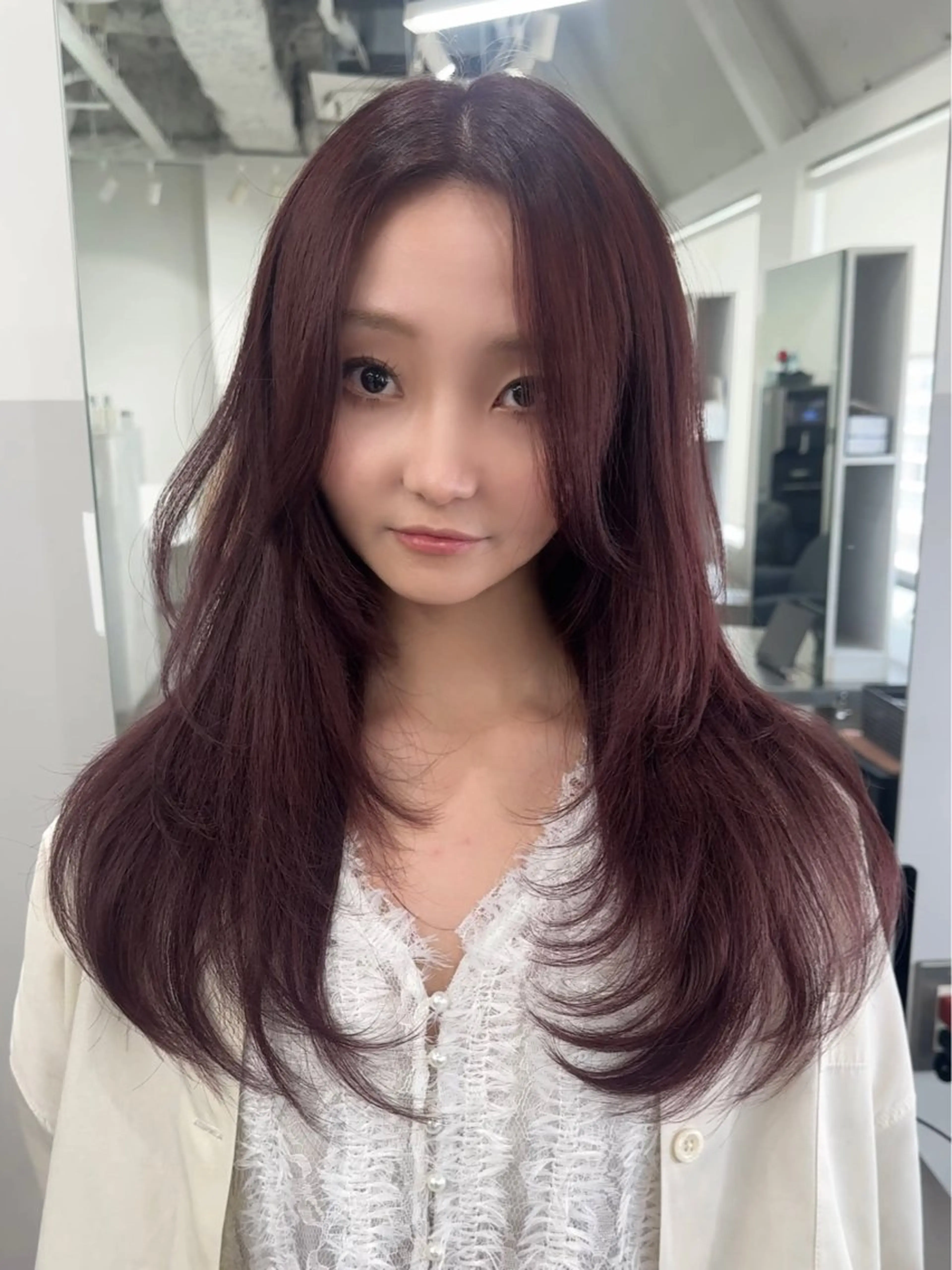 セミロング カラー カット ヘアカラー トリートメント 🎀髪質改善×韓国レ イヤー×透明感/米田のヘアスタイル