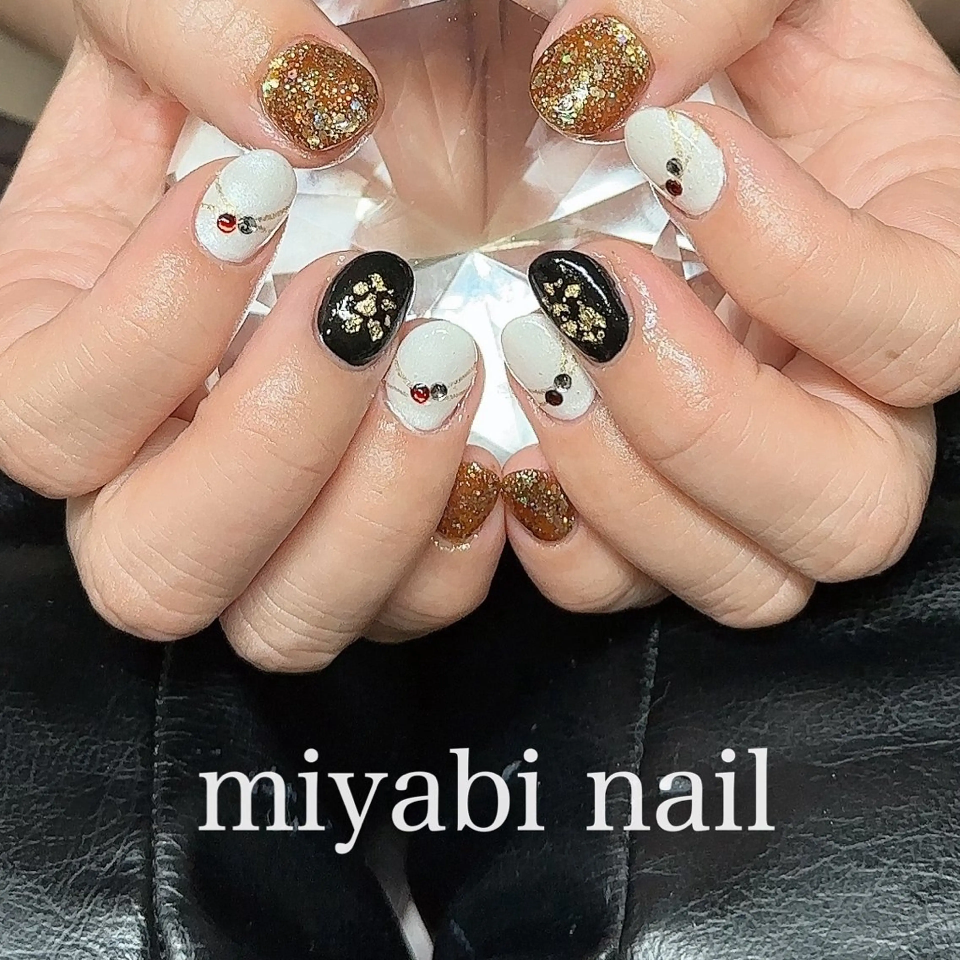 ネイル ジェルネイル ラメ(グリッター) 持ち込み ショートネイル ストーンネイル ハンドネイル miyabi nail 桂川駅近くのネイルデザイン