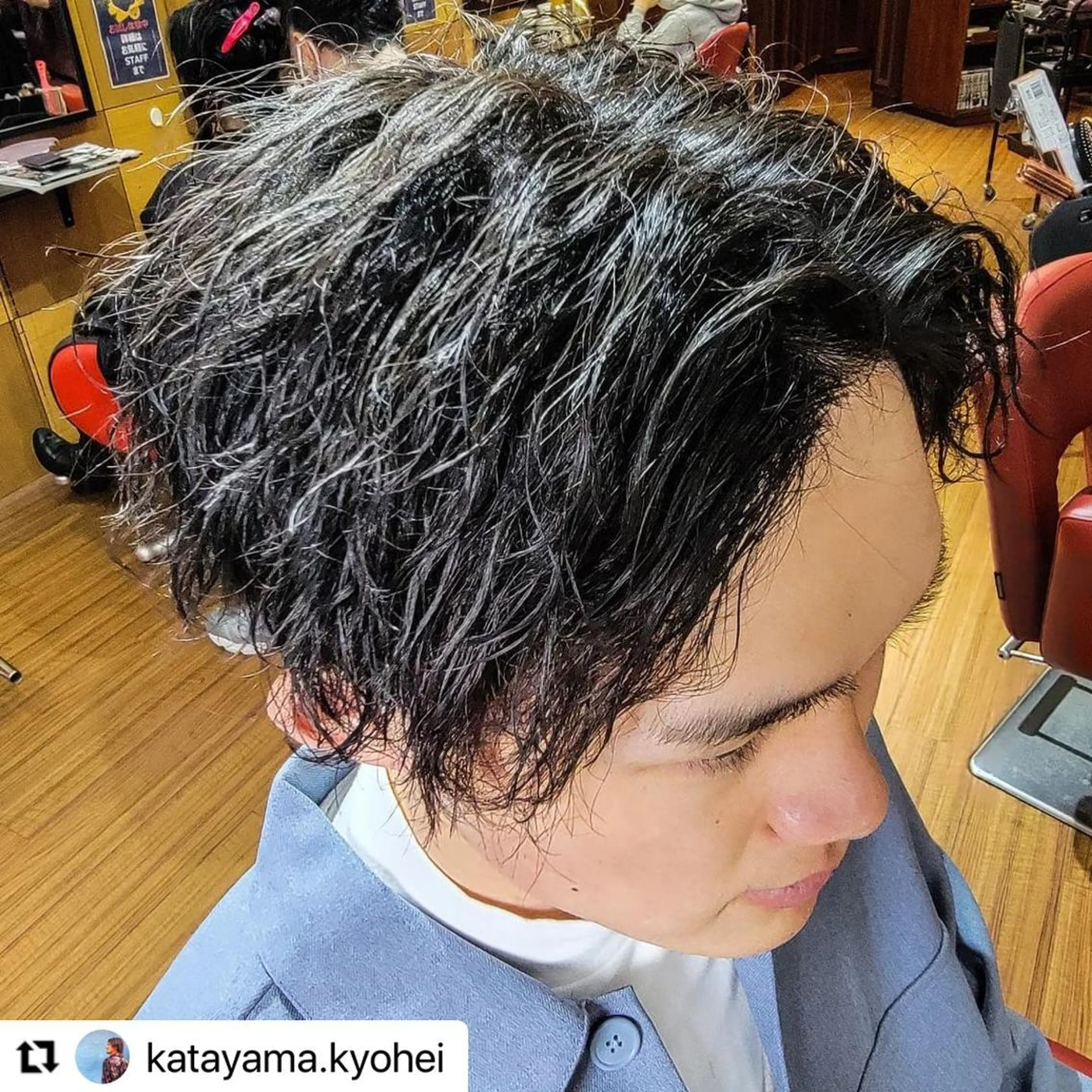 ミディアム カラー メンズ ミディアムパーマ メンズパーマ 🩷Eny terrace🩷のヘアスタイル
