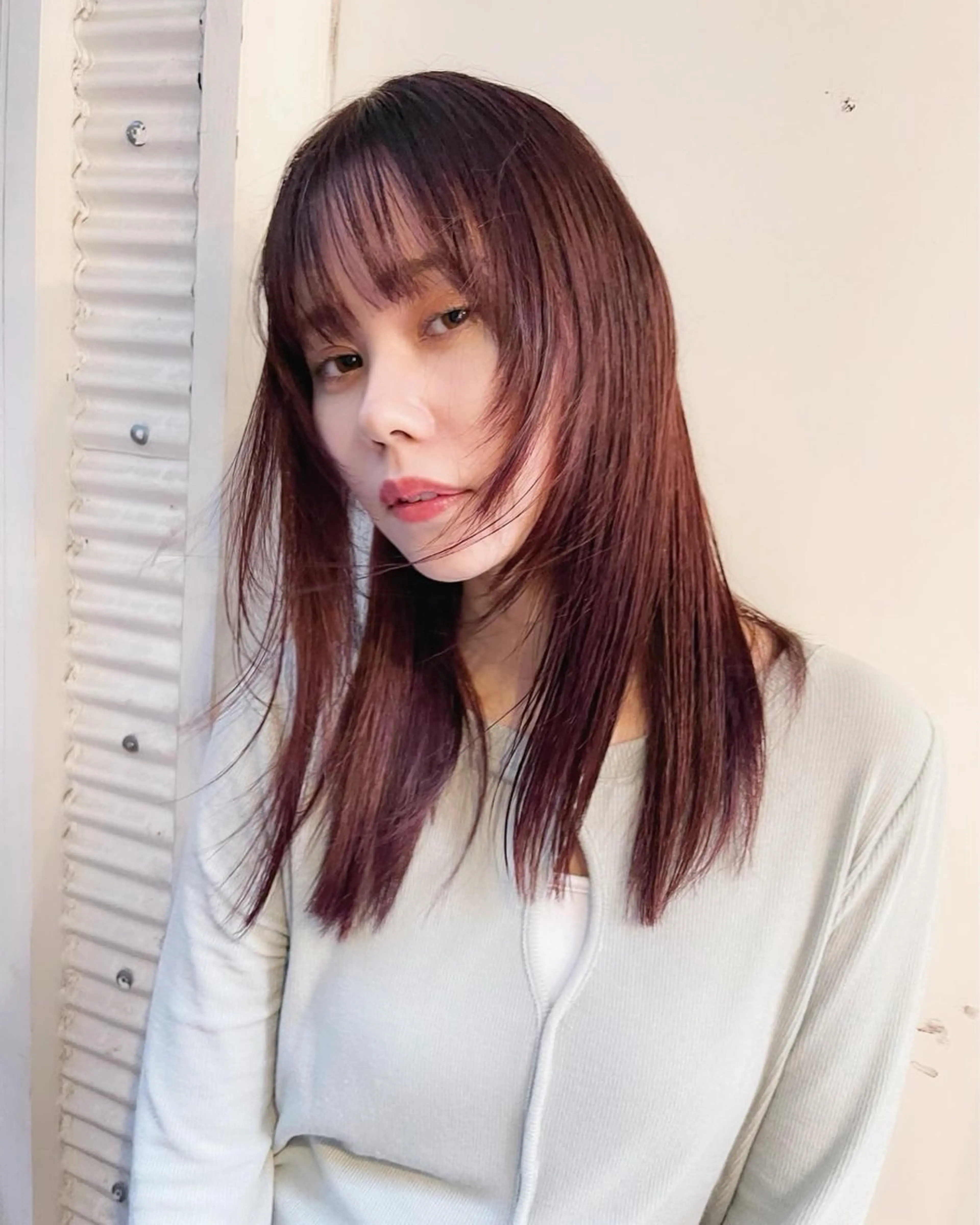 ミディアム カラー ブリーチ ブラウンカラー ダブルカラー ブリーチなしカラー ピンクカラー ヘアカラー トリートメント AiM 大名　似合わせカットのヘアスタイル