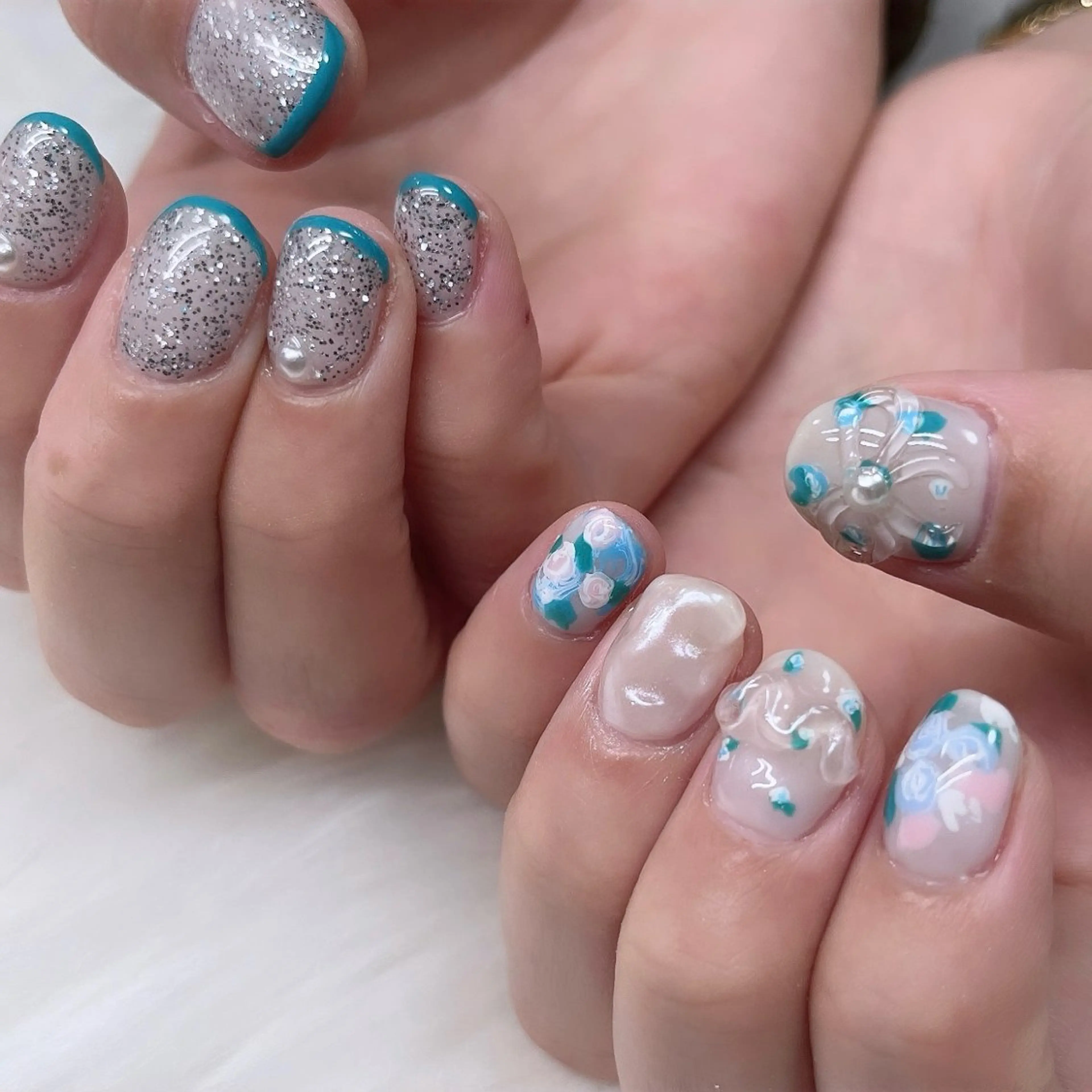 ネイル アートネイル キラキラネイル 韓国ネイル ラメ(グリッター) ロングネイル ハンドネイル 🐕‍🦺Yappy 💗A-tanのネイルデザイン