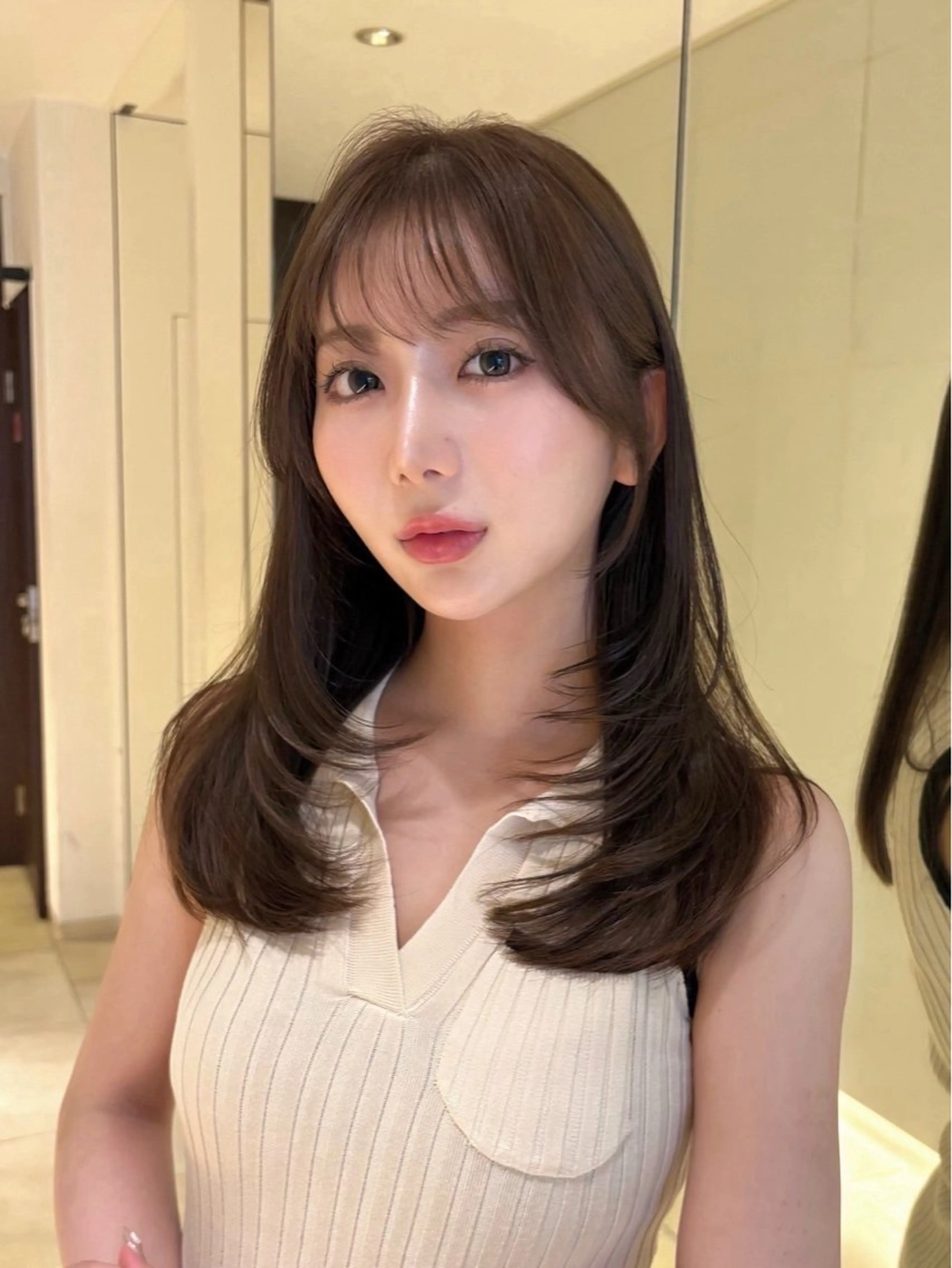 ミディアム カラー ヘアカラー トリートメント Lond mare レイヤーカット/韓国のヘアスタイル