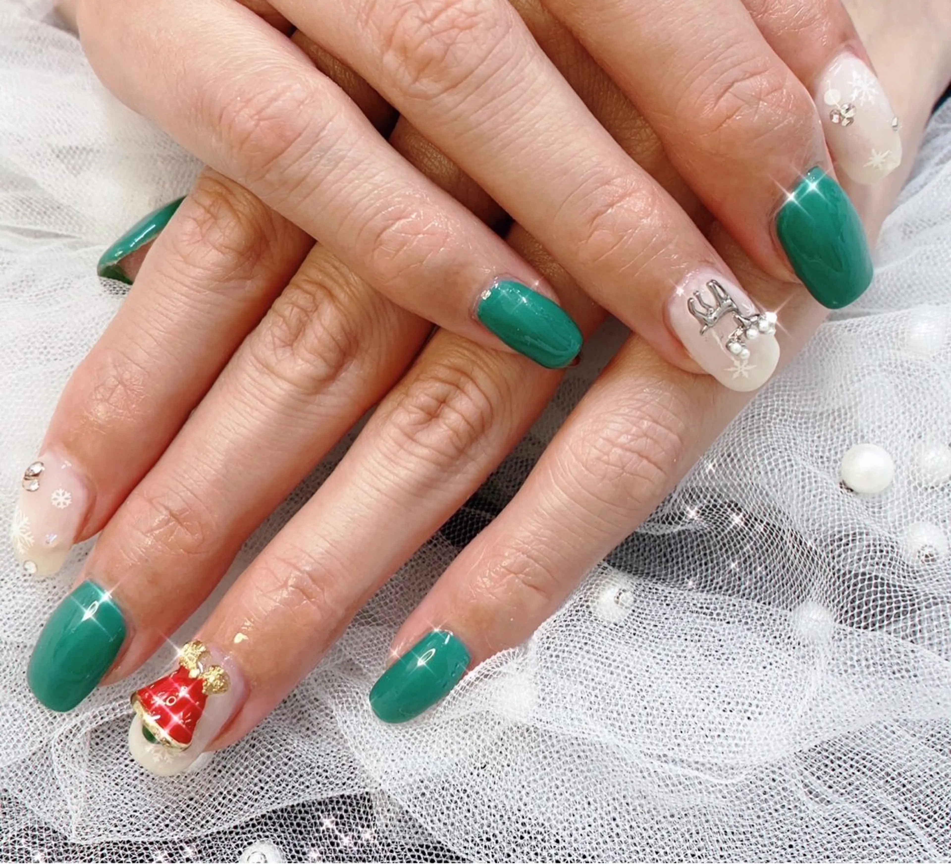 ネイル 成人式 フレンチネイル ジェルネイル ガラスフレンチ 韓国ネイル 大門浜松町 ネイルのネイルデザイン