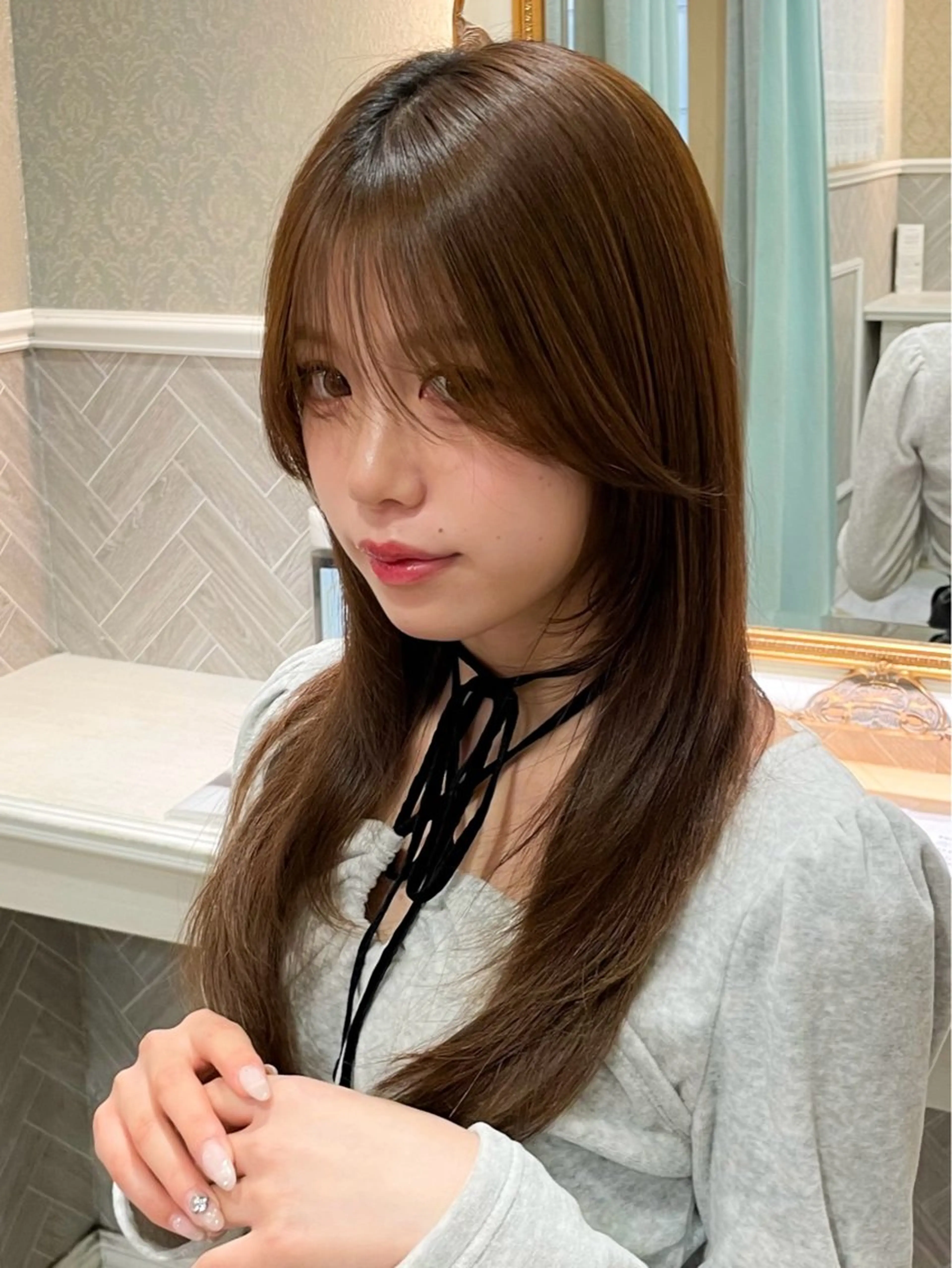 ロング 髪質改善 韓国風ヘア レイヤーカット 縮毛矯正 カット ヘアカラー トリートメント 美髪縮毛矯正🤍 髪質改善/Shinaのヘアスタイル