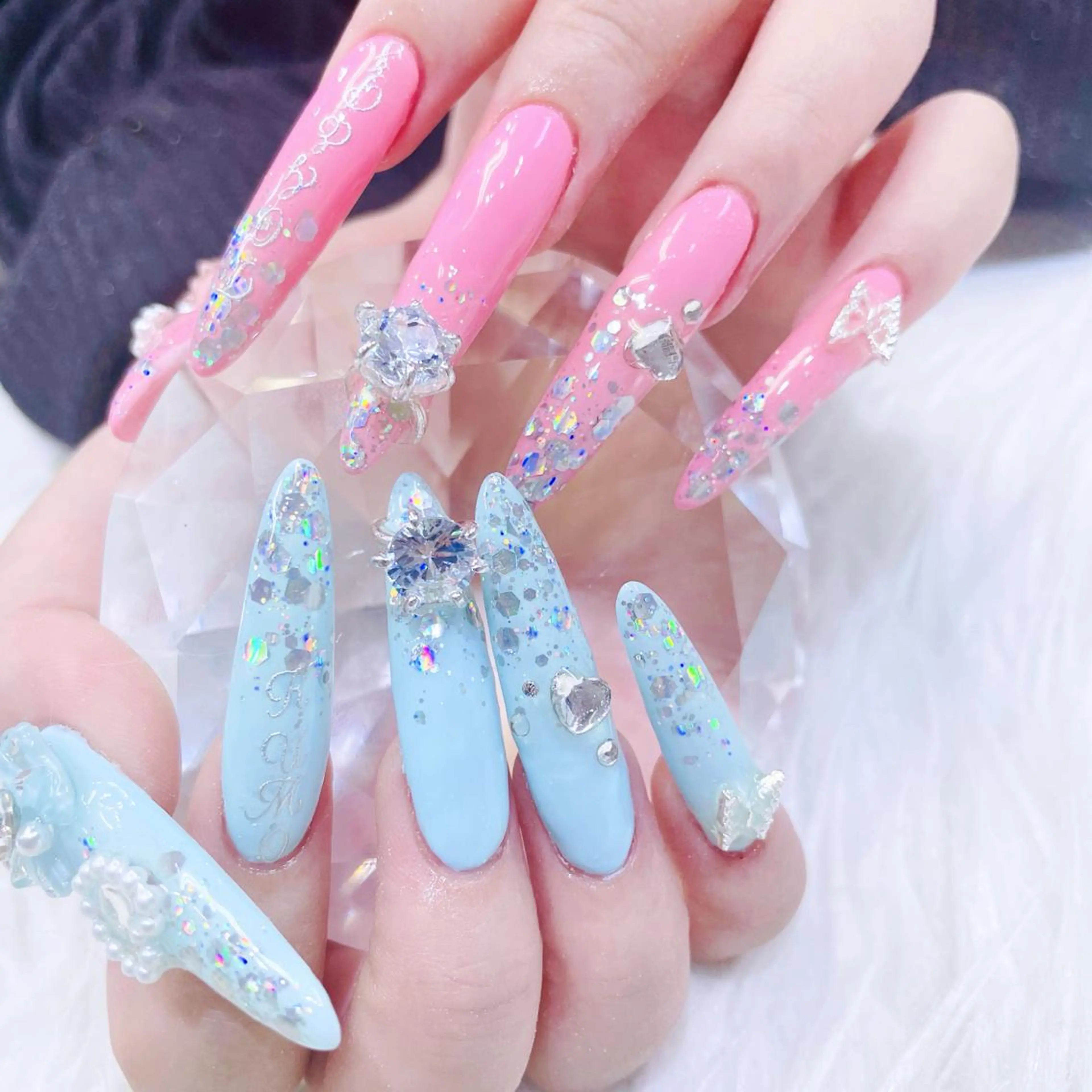 ネイル ハート 韓国ネイル 夏ネイル ワンホンネイル ハンドネイル Melody Nail所属・Melody 3D/スカルプ専門店のネイルデザイン