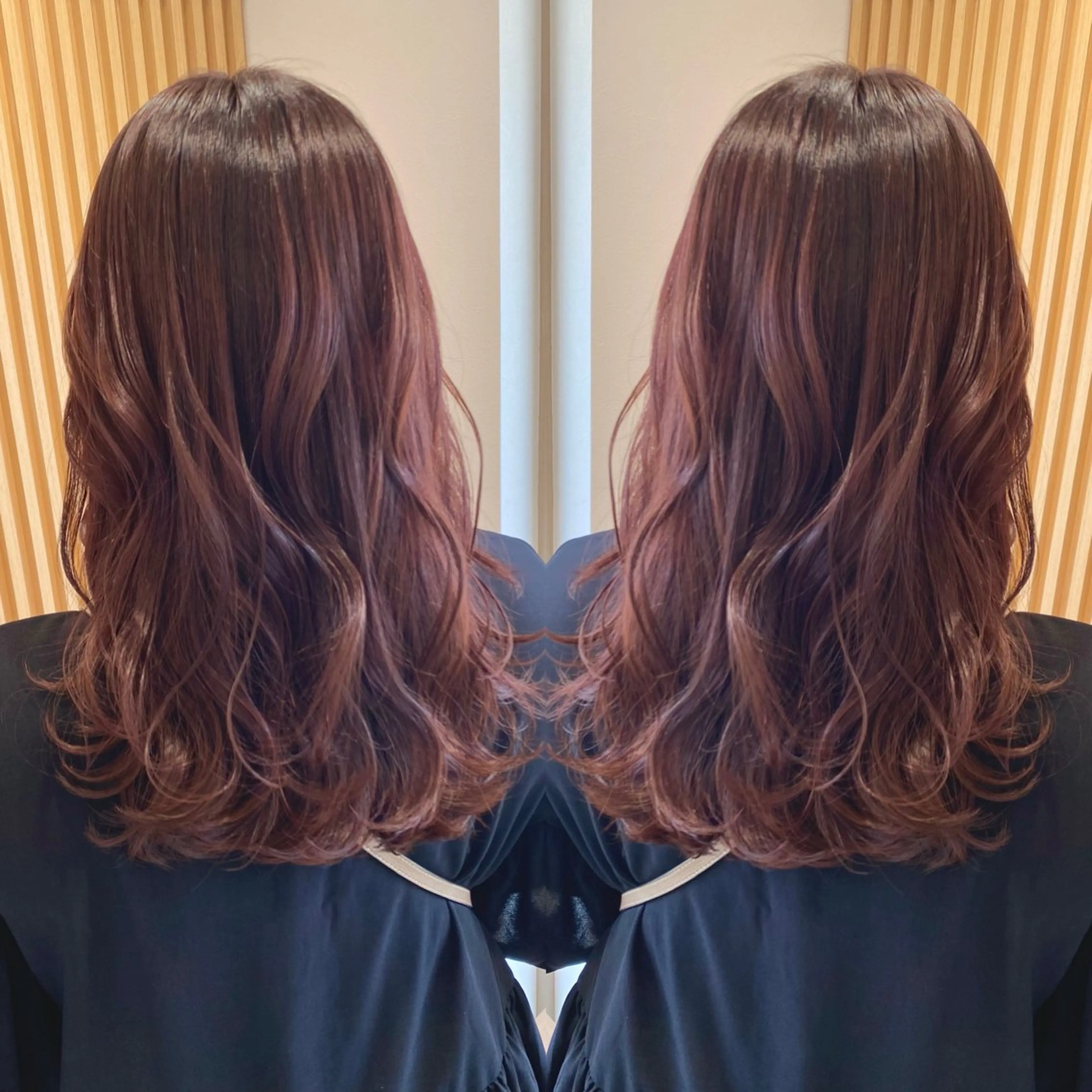 ロング カラー ブラウンカラー ピンクカラー ピンクブラウン やじま ひろこのヘアスタイル