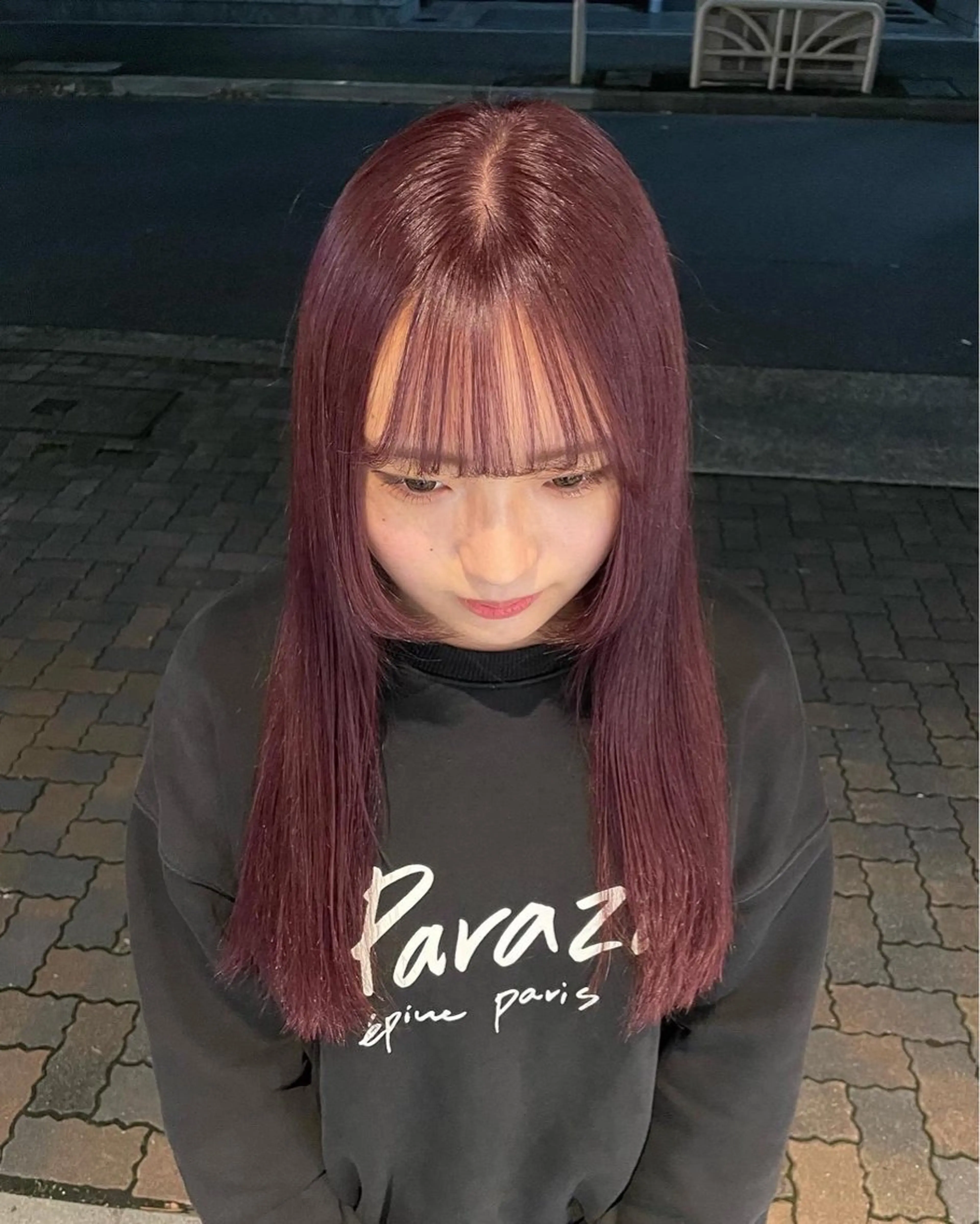 ロング カラー ヘアアレンジ ピンクカラー 菱田 愛果のヘアスタイル