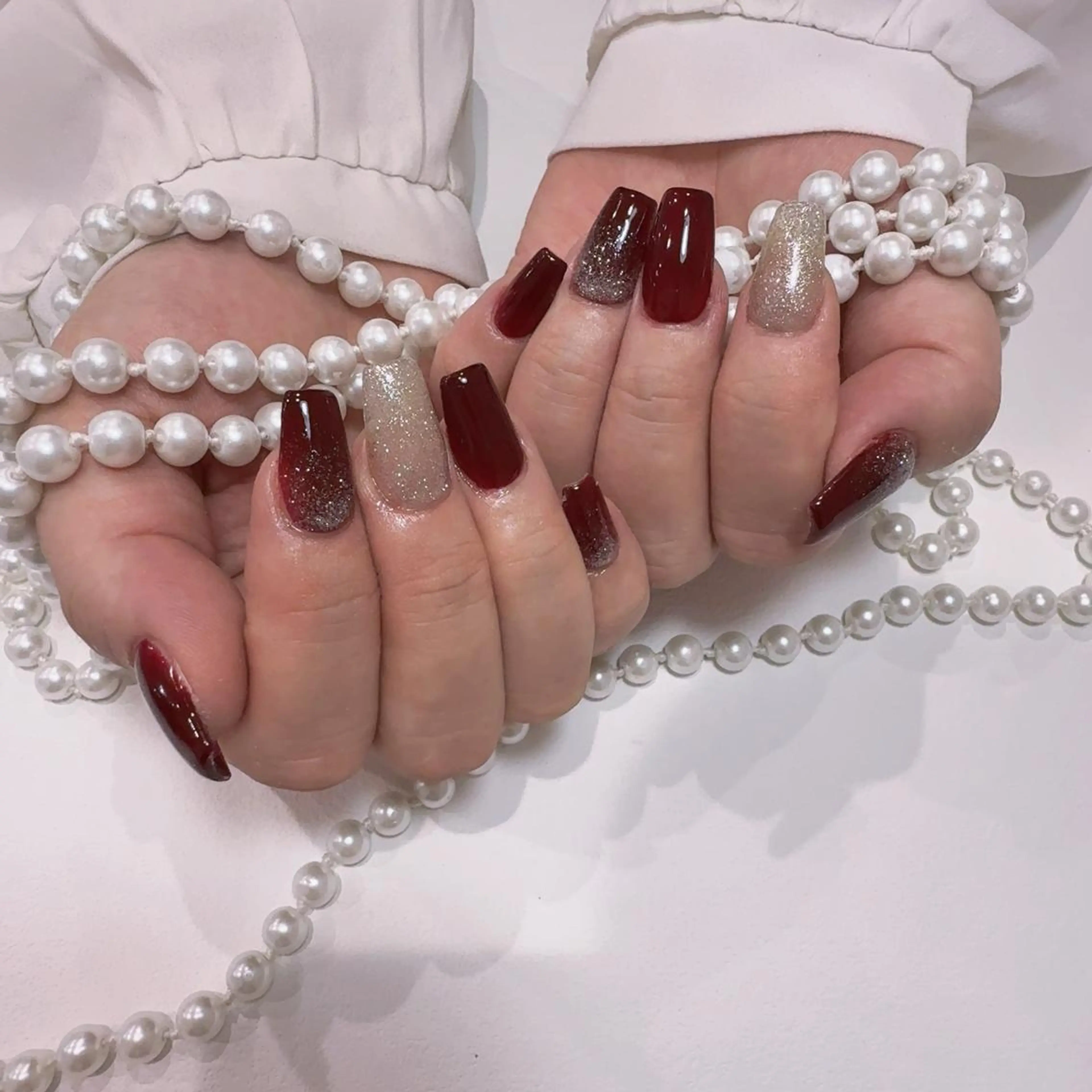 ネイル アートネイル フラッシュネイル フレンチネイル ジェルネイル ガラスフレンチ You&Me Yuiのネイルデザイン