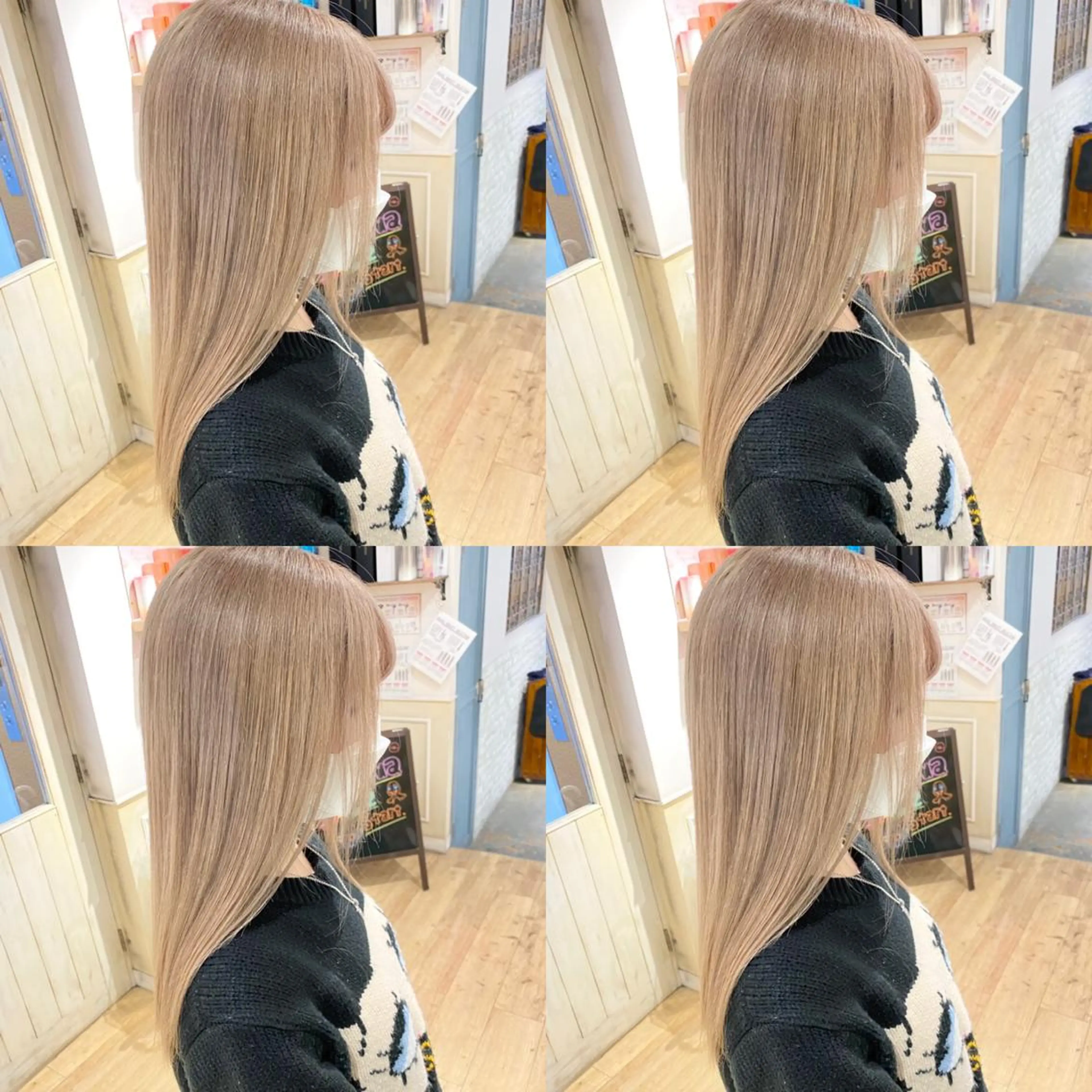 セミロング カラー ベージュカラー ブリーチ ハイライトカラー ハイトーンカラー ハイトーンベージュ ヘアカラー ご予約 宜しくお願いします！のヘアスタイル