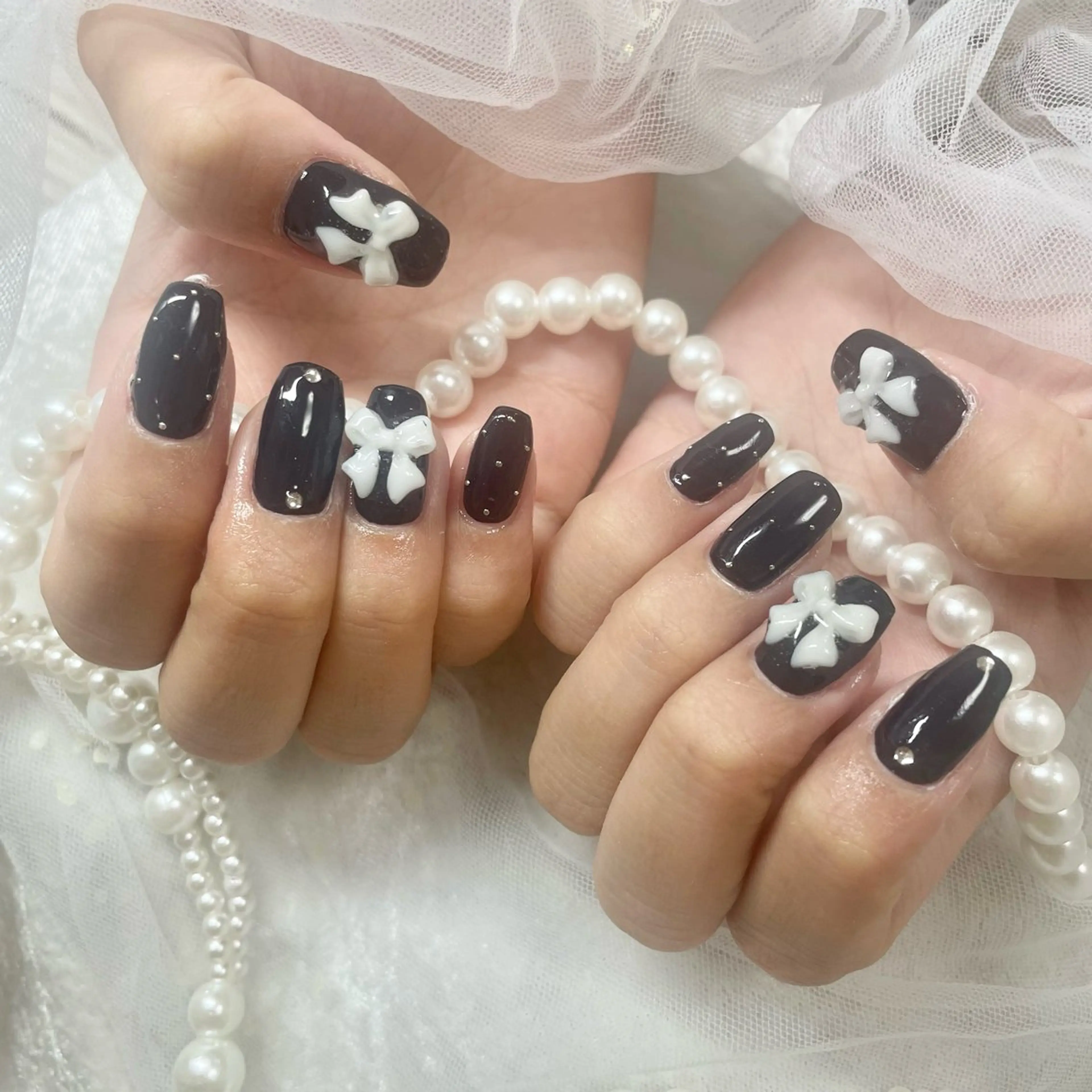 ネイル ネイビー リボン 🎀AYAKO 🎀中韓ネイルのネイルデザイン