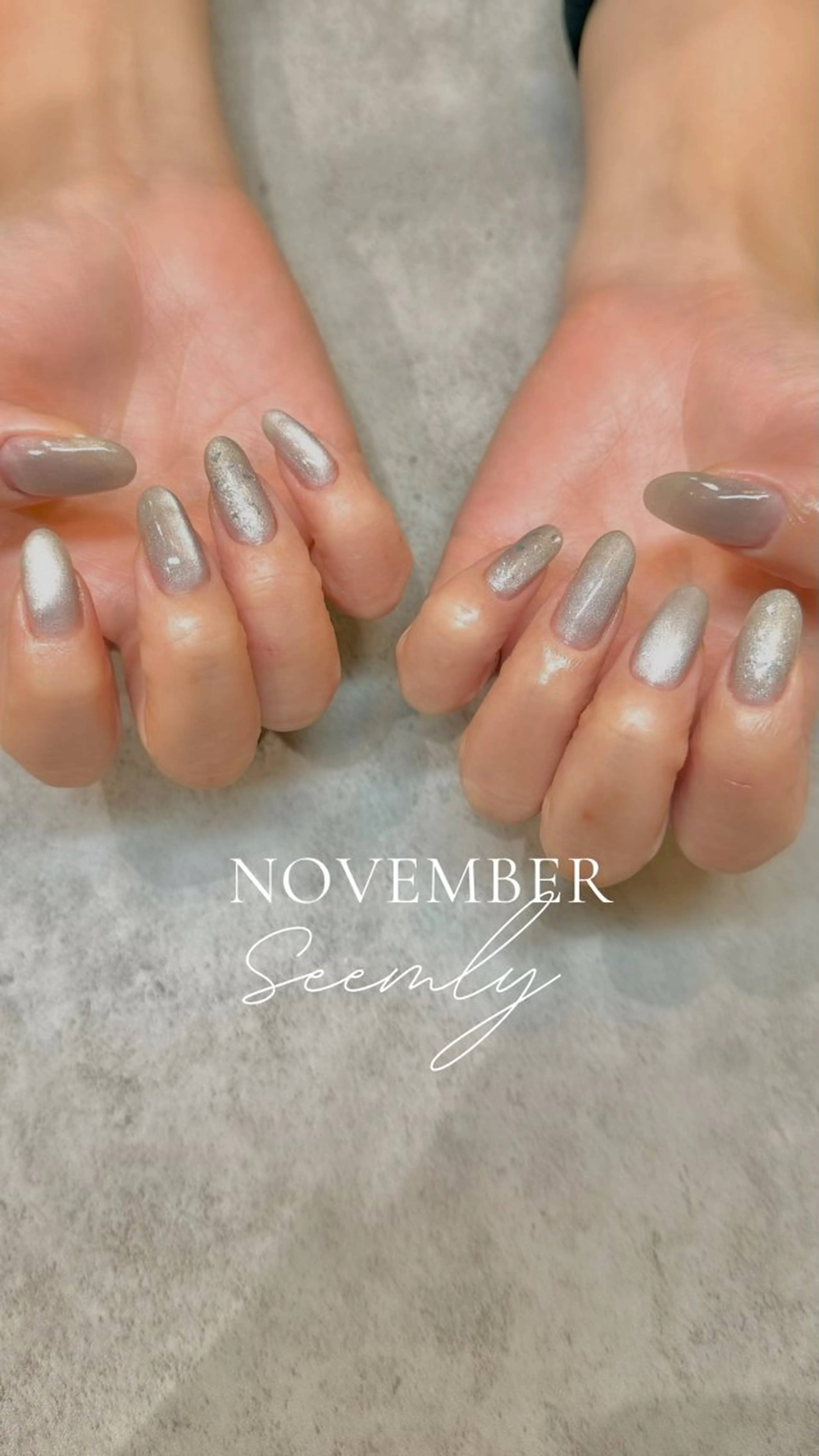 ネイル ジェルネイル マグネットネイル ネイビー パラジェル シルバー Seemly 千田町店所属・フラワーパラジェル 🌸シームリーエミのネイルデザイン