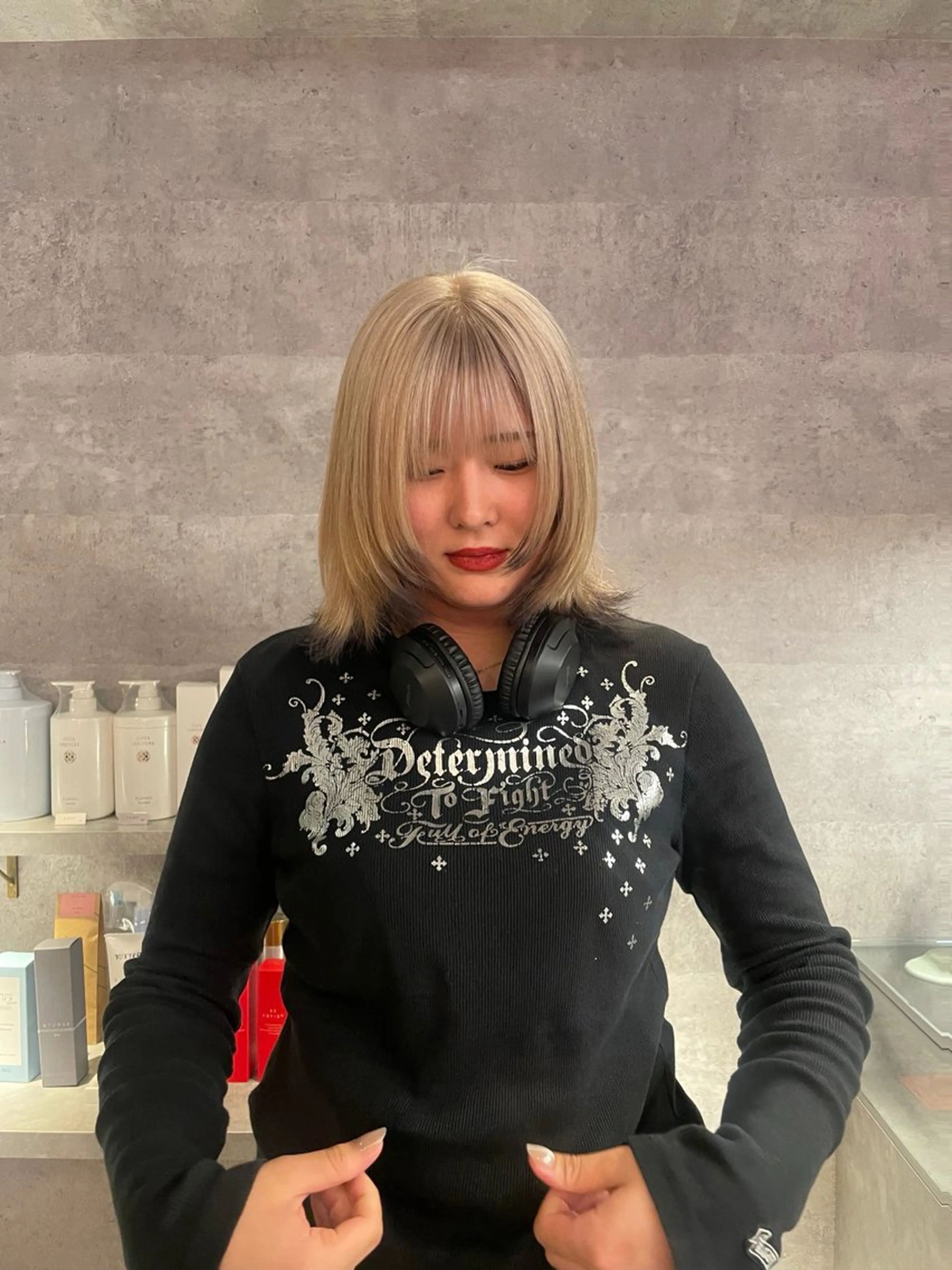 ミディアム 鎌田 梨瑚のヘアスタイル