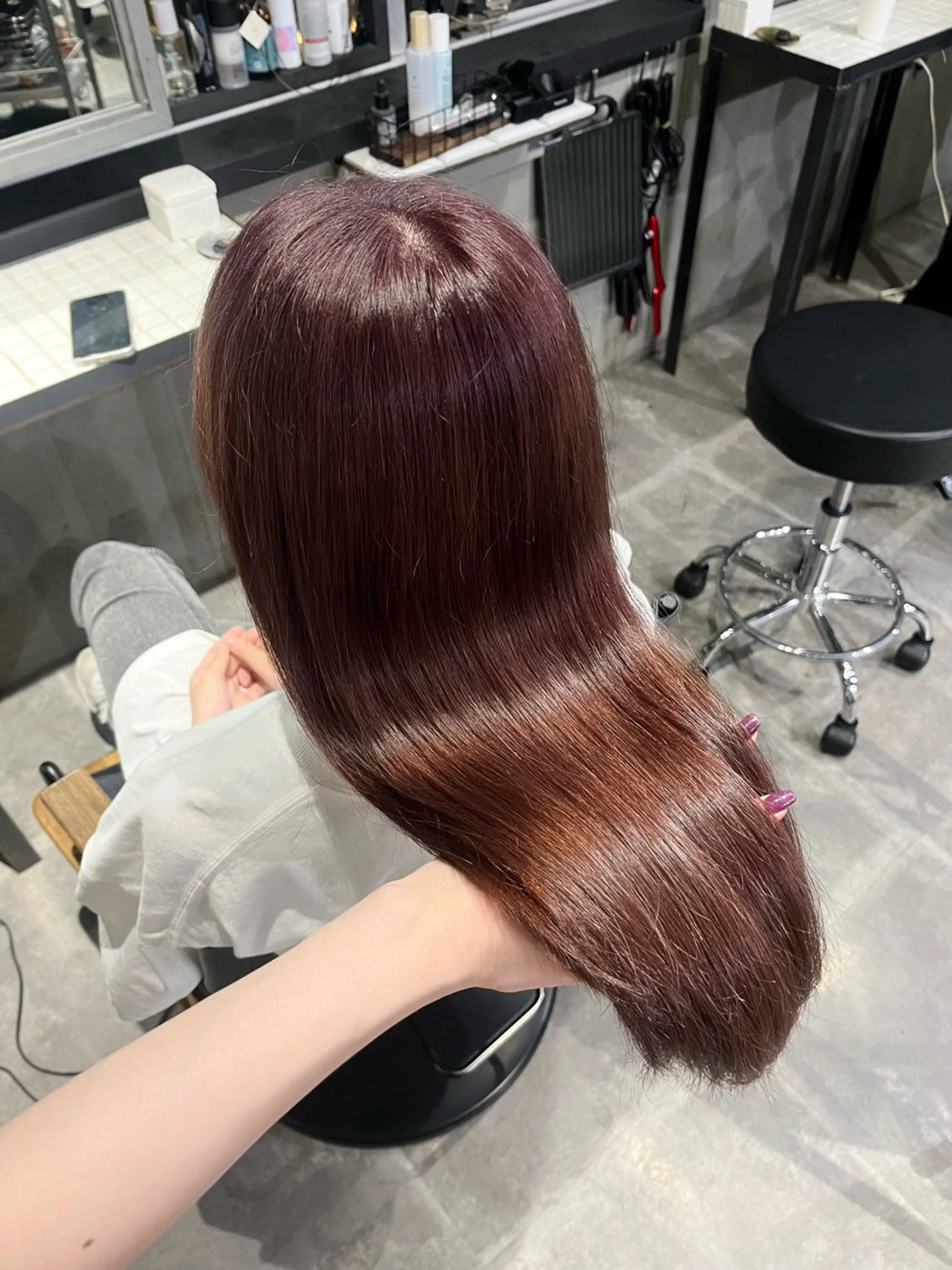 セミロング カラー ラベンダーカラー ピンクカラー ピンクラベンダー ヘアカラー トリートメント 透明感♥韓国ヘア HINAのヘアスタイル